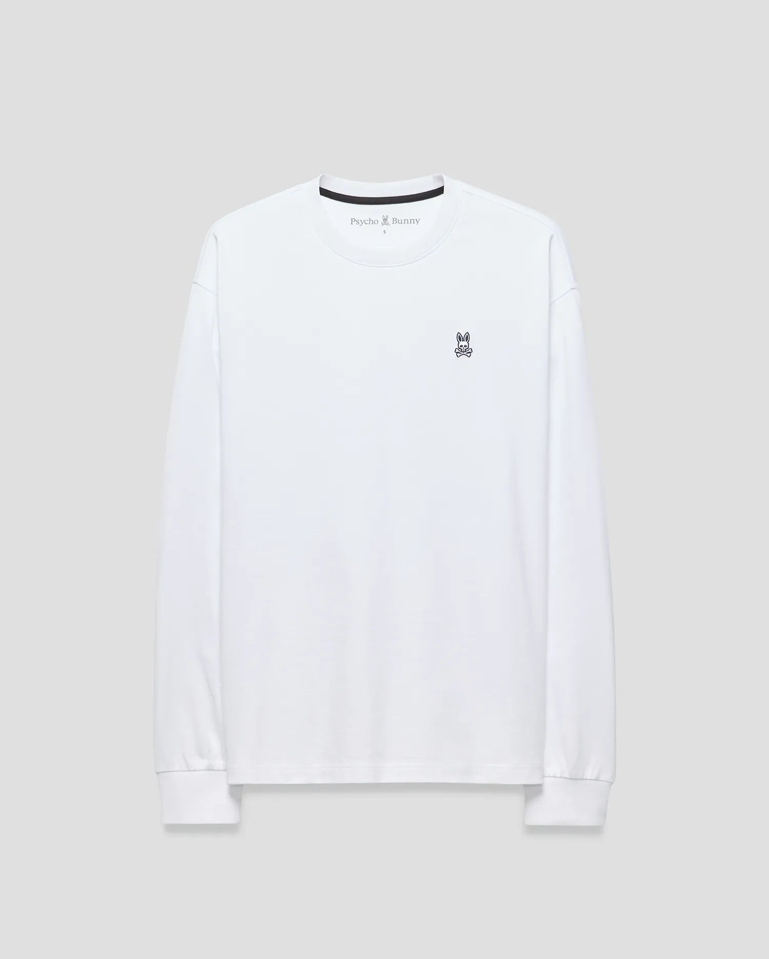 Psycho Bunny Men's Tees Norman Long Sleeve Oversized Fit Tee T-shirt bianca