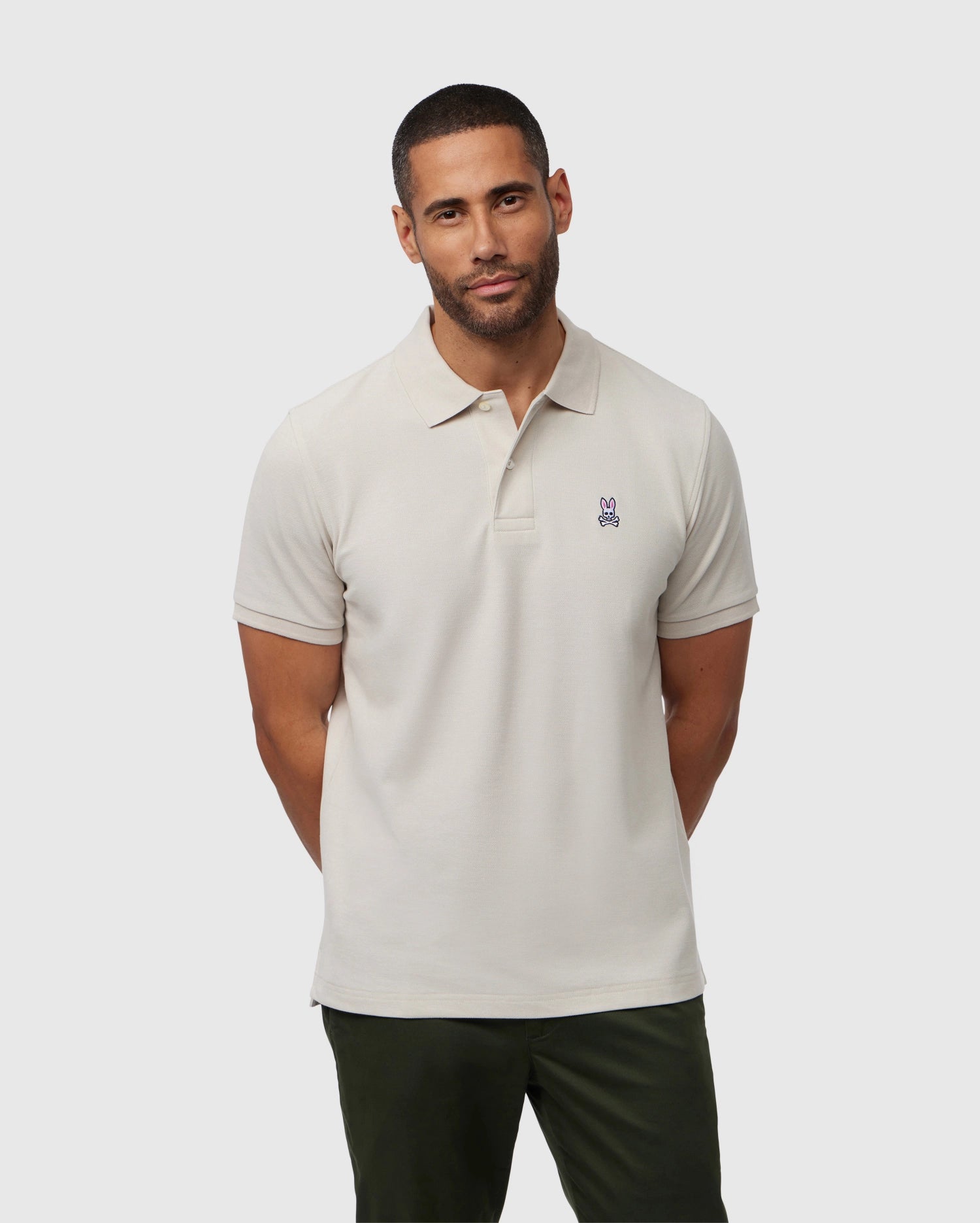 Psycho Bunny Men's Polos MENS CLASSIC PIQUE POLO SHIRT B6K001B200 polo Natural Linen