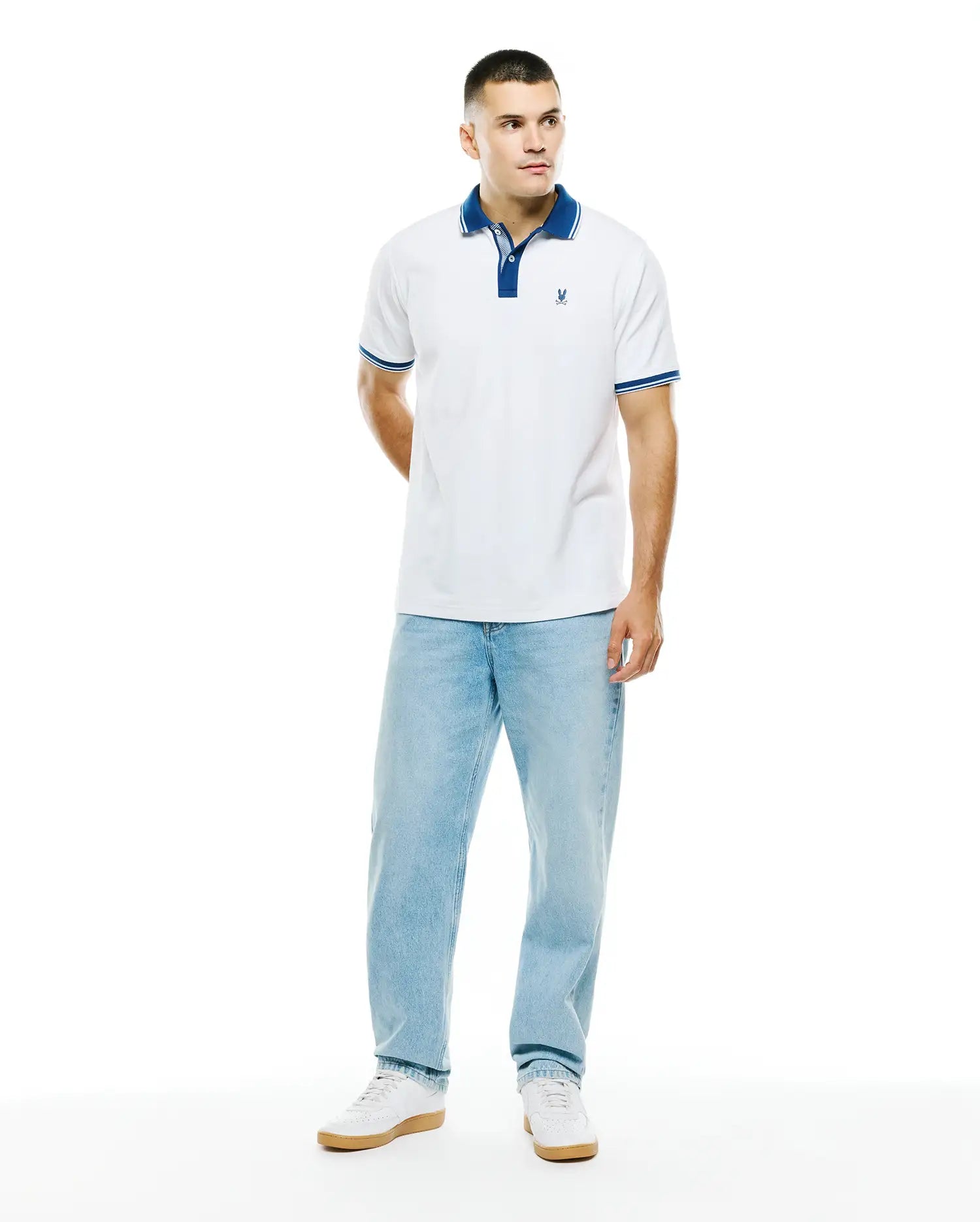Psycho Bunny Men's Polos Stan Pima Piqué Polo polo bianca