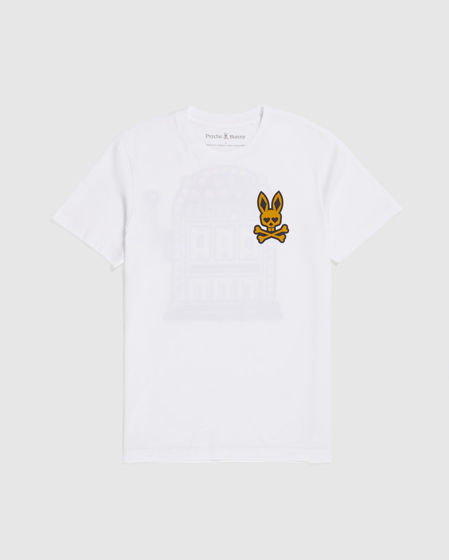 Psycho Bunny Men's Tees Vegas City Tee B6U967X1PC T-shirt bianca in cotone Pima