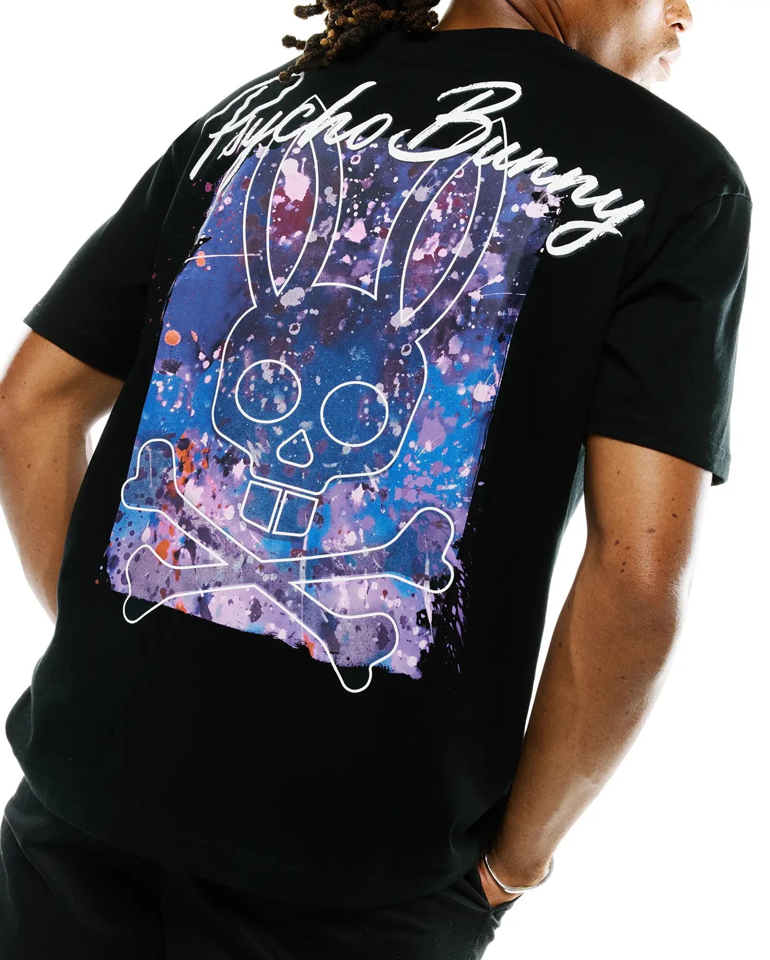 Psycho Bunny Men's Tees Men's Isaac Splatter Back Graphic t-shirt nera XXS-XXXL Pima