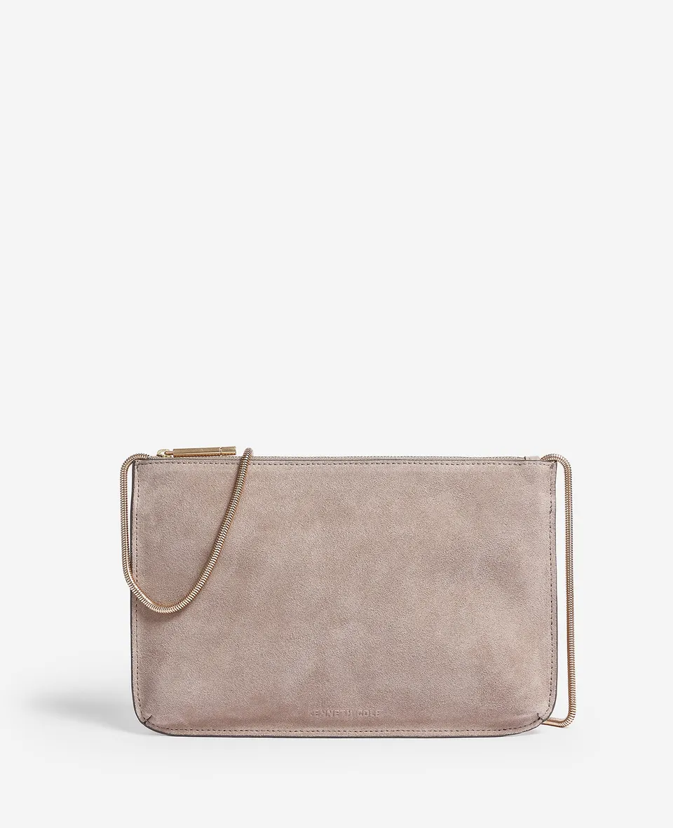 Kenneth Cole Reaction Bags Highline Suede Disco Crossbody Bag borsa a tracolla taupe in pelle