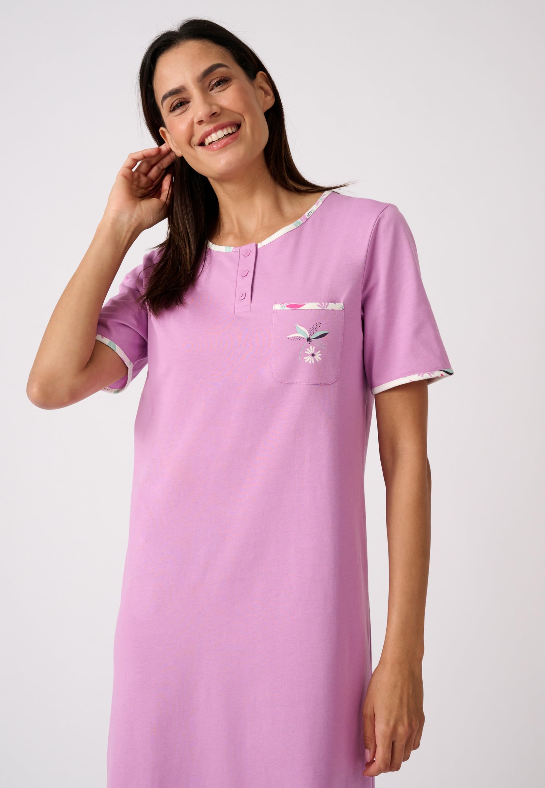 Damart Homewear Set di 2 camicie da notte in cotone pettinato donna