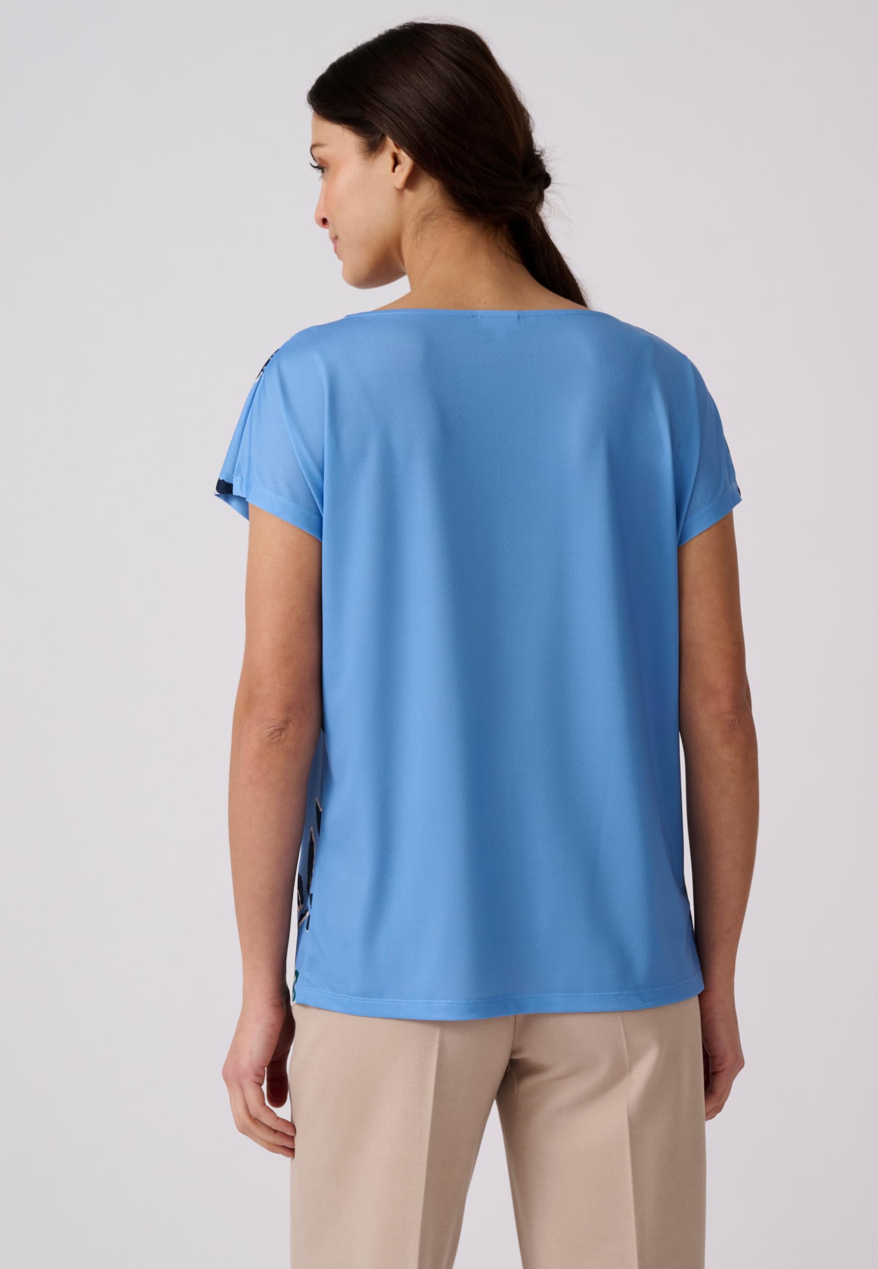 Damart Prêt-à-porter T-shirt in maglia crepe blu 38-40 stampa floreale