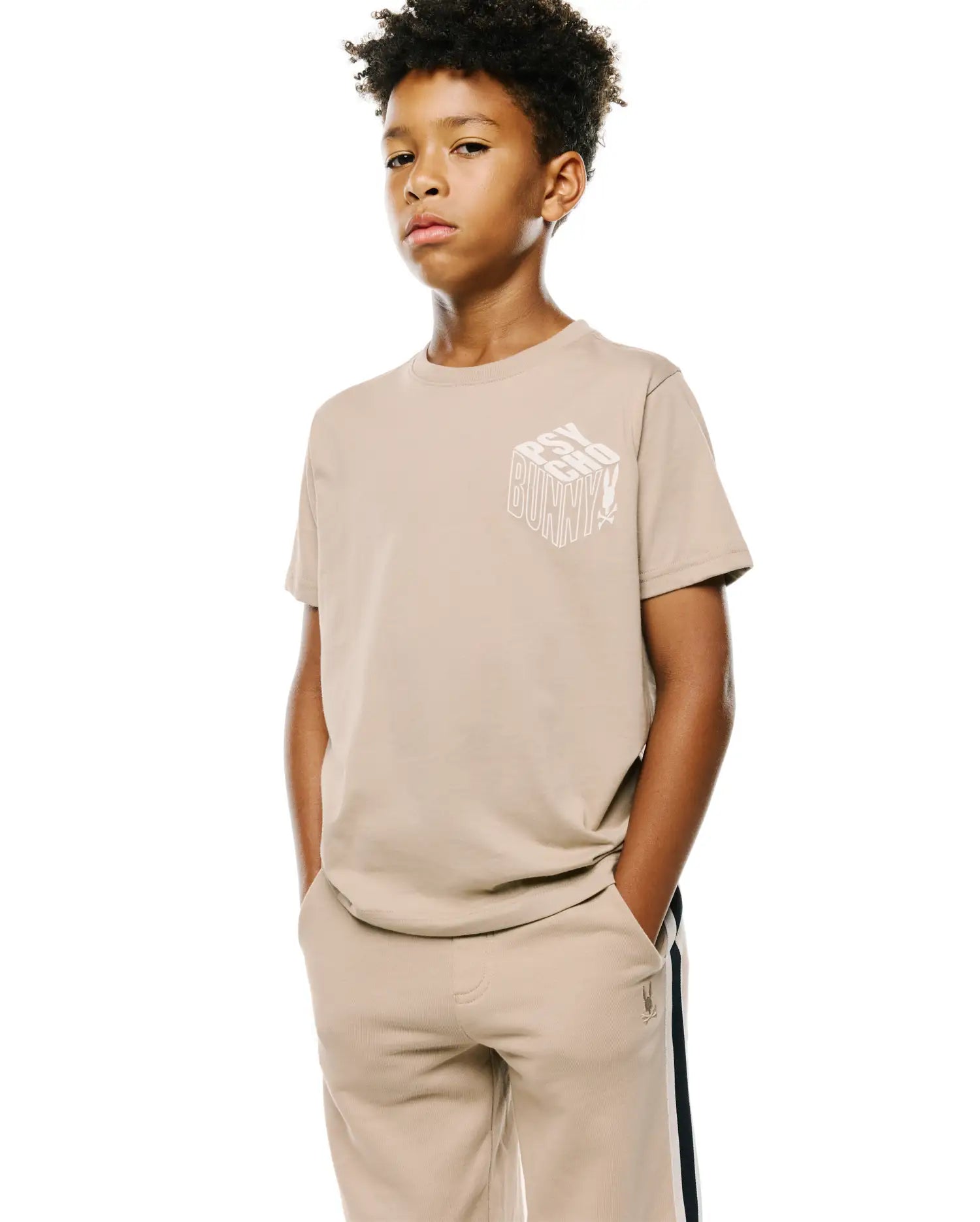 Psycho Bunny Kids Tees Conan Pima Graphic Tee T-shirt Stone in cotone Pima