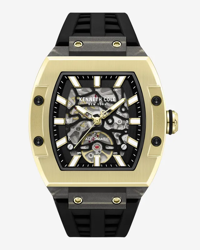 Kenneth Cole Reaction Watches Skeleton Automatic Silicone Watch orologio nero