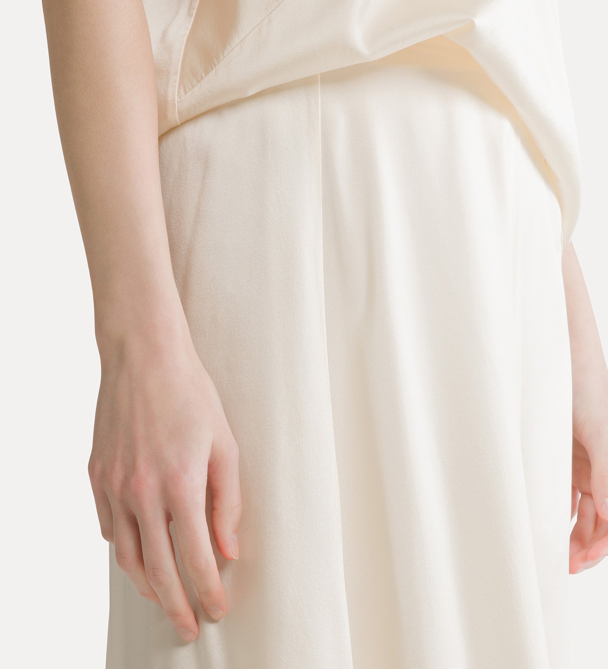 Forte gonne gonna midi in raso di seta stretch avorio