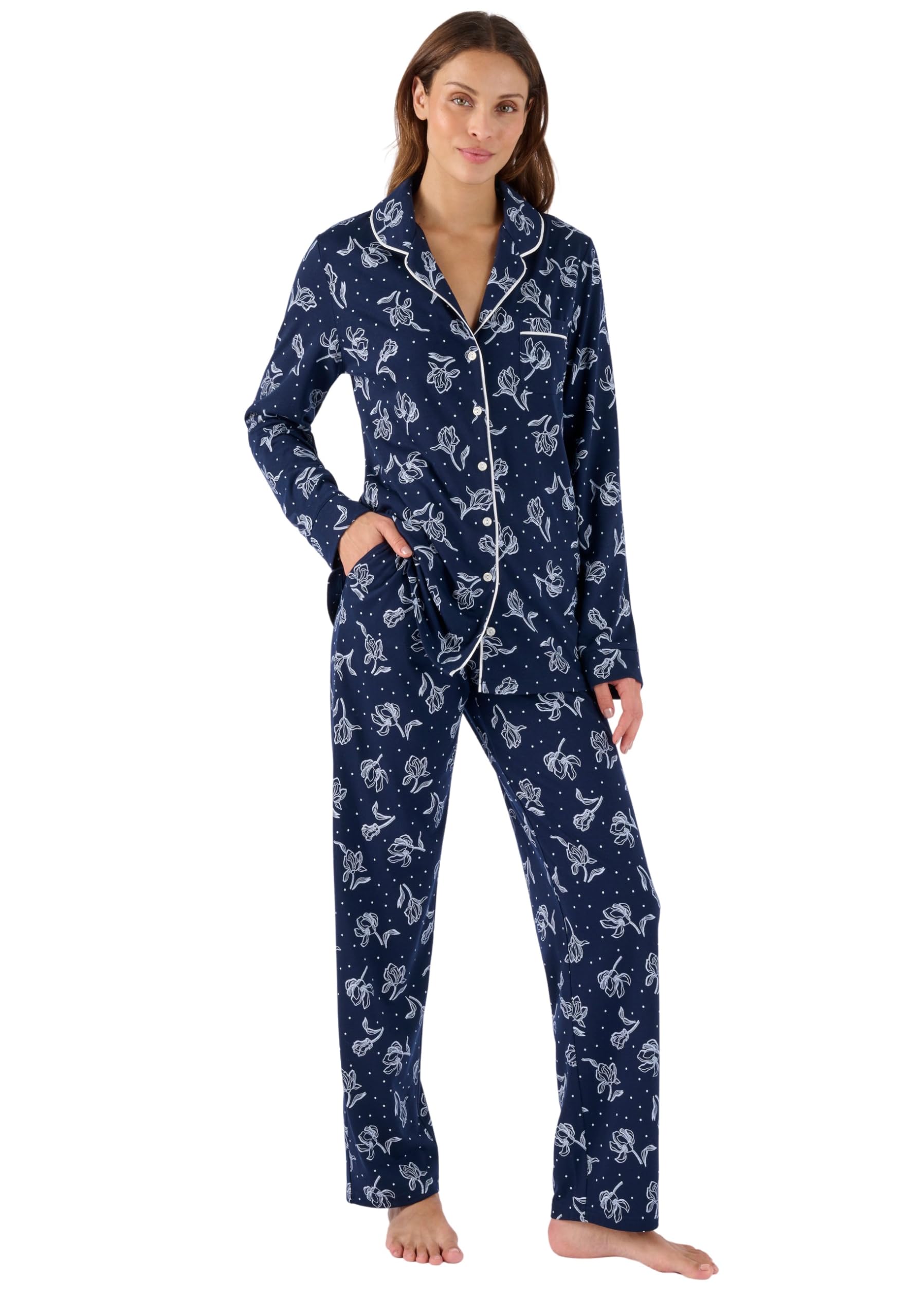 Damart Homewear pigiama da donna verde fiorito