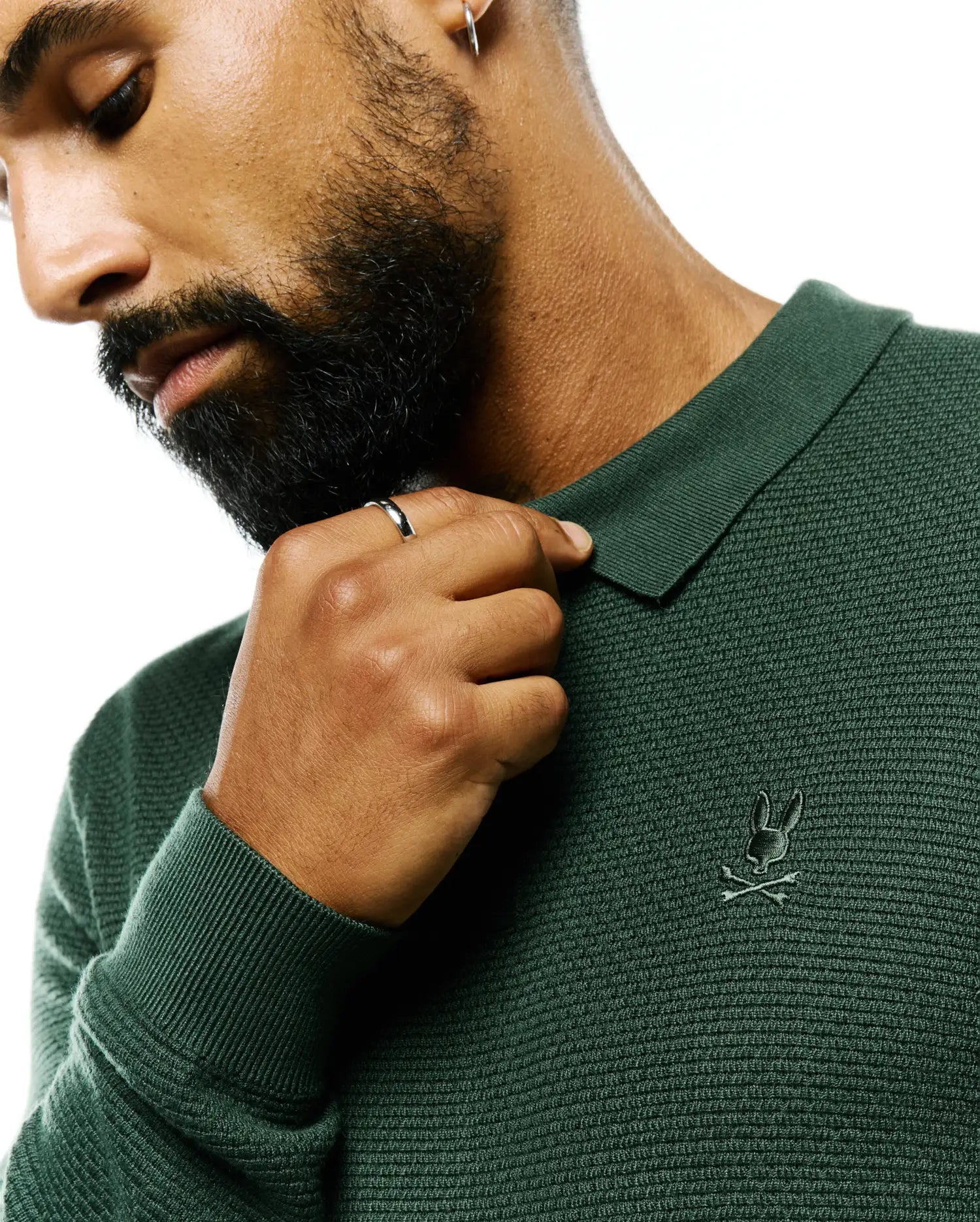 Psycho Bunny Men's Polos Leroy Long Sleeve Knit Polo MT0100321 polo verde 327 Pineneedle