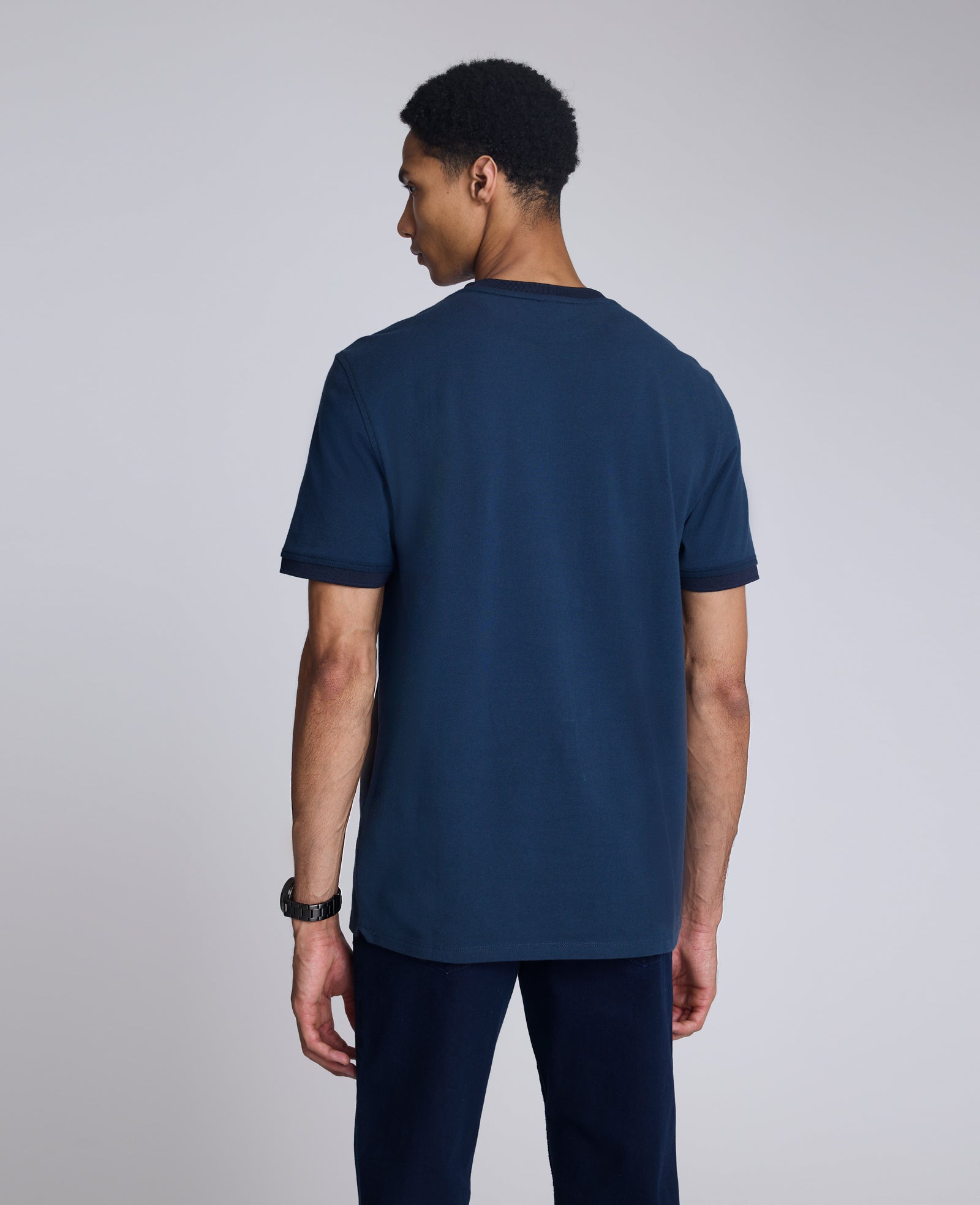 Kenneth Cole Reaction Clothing Ribbed Crewneck Tee T-shirt blu uomo UPF 50