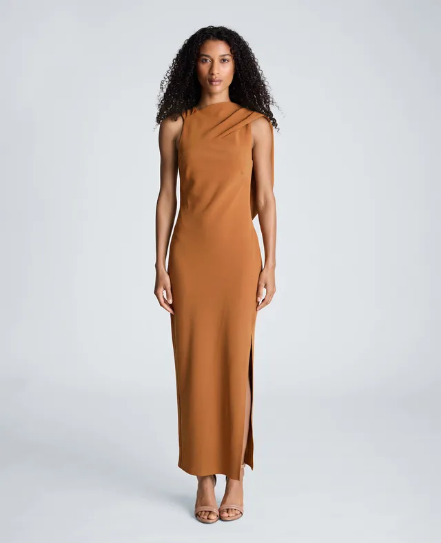 Kenneth Cole Reaction Drape Back Maxi Dress abito lungo color acero in poliestere