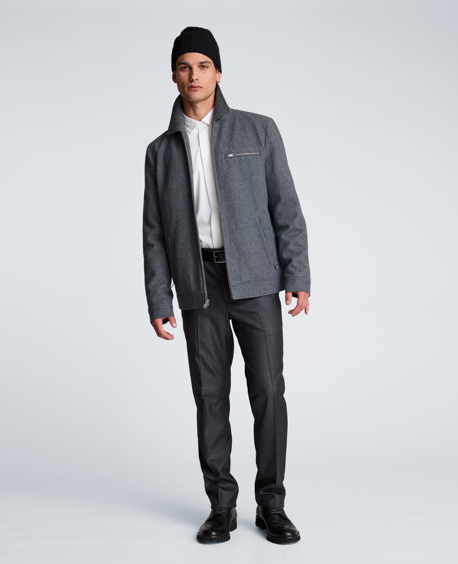 Kenneth Cole Reaction Wool Shirt Collar Jacket giacca uomo nera in lana