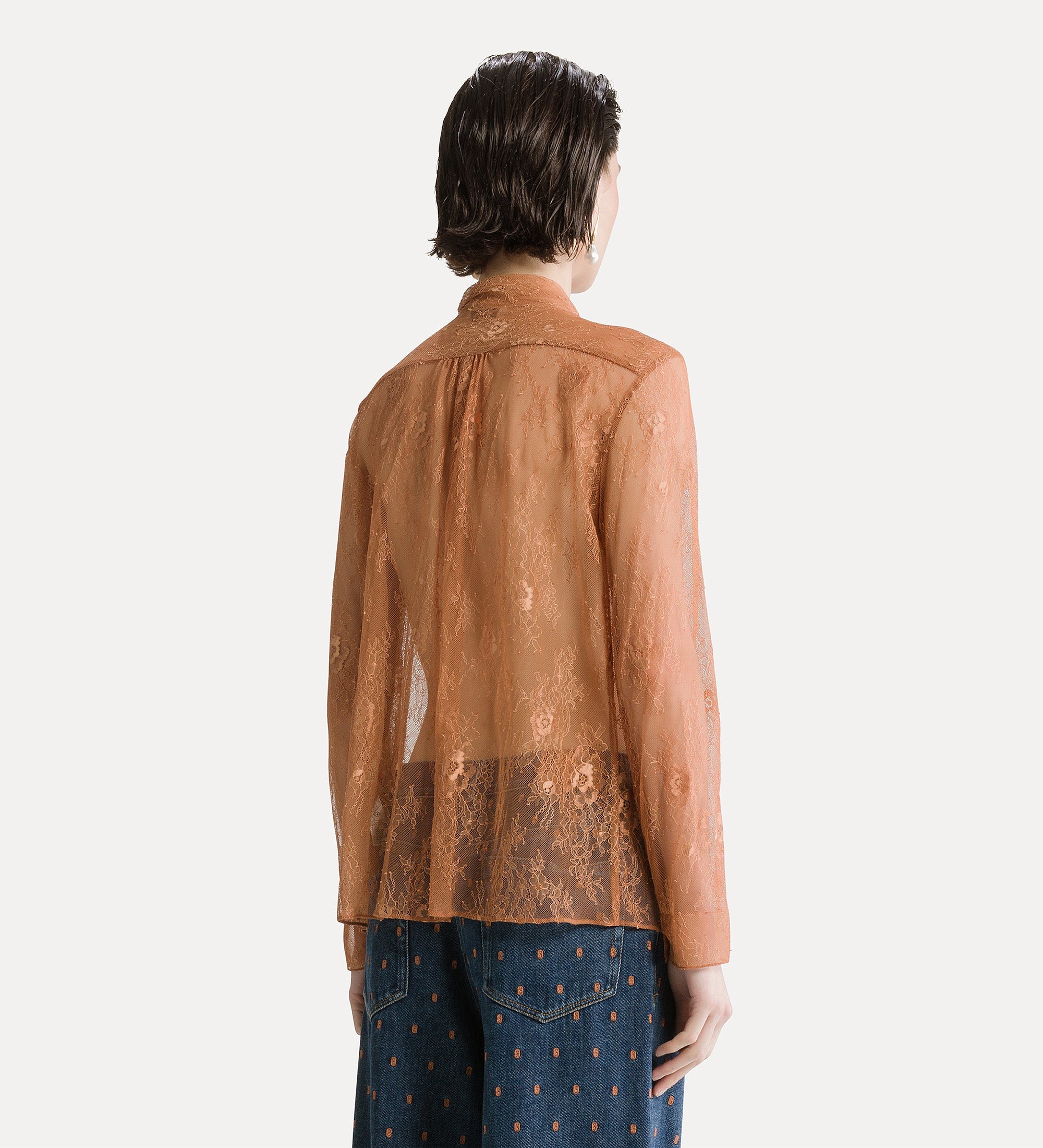 Forte camicie chantilly lace bow-tie shirt camicia the in pizzo