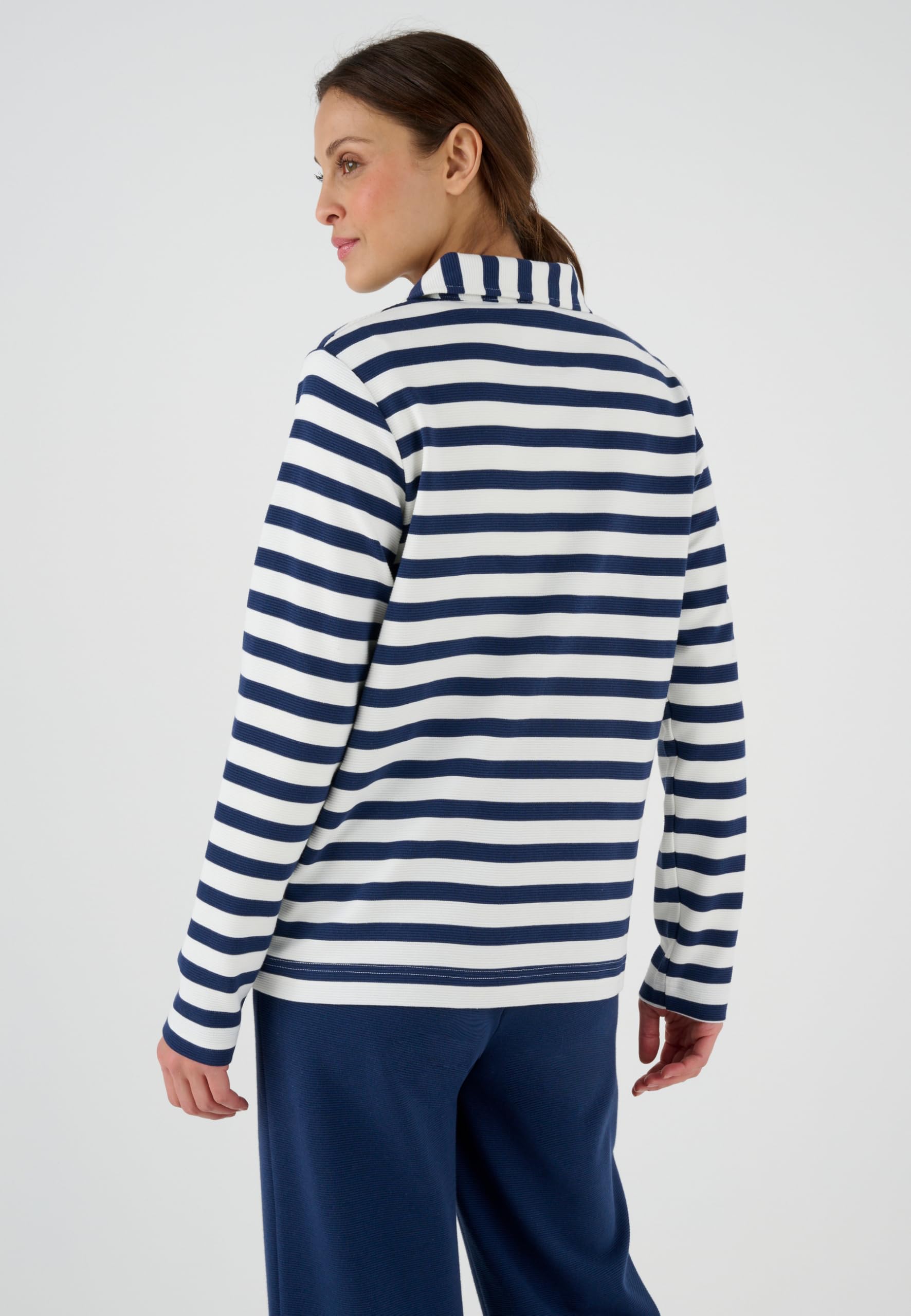Damart Prêt-à-porter Giacca relax in maglia a righe 38-40 con zip dorata