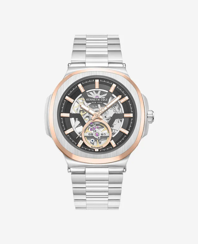 Kenneth Cole Reaction Watches Skeleton Automatic Bracelet Watch orologio automatico argento