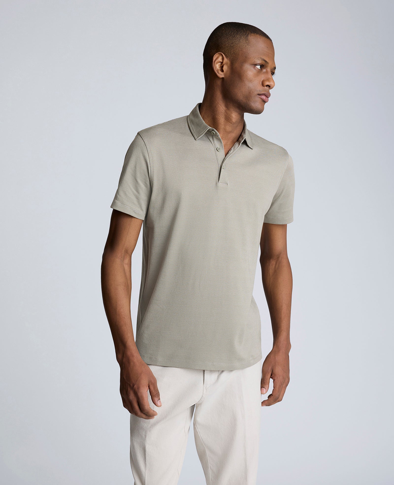 Kenneth Cole Reaction Clothing Knit Two-Toned Button Polo polo verde salvia