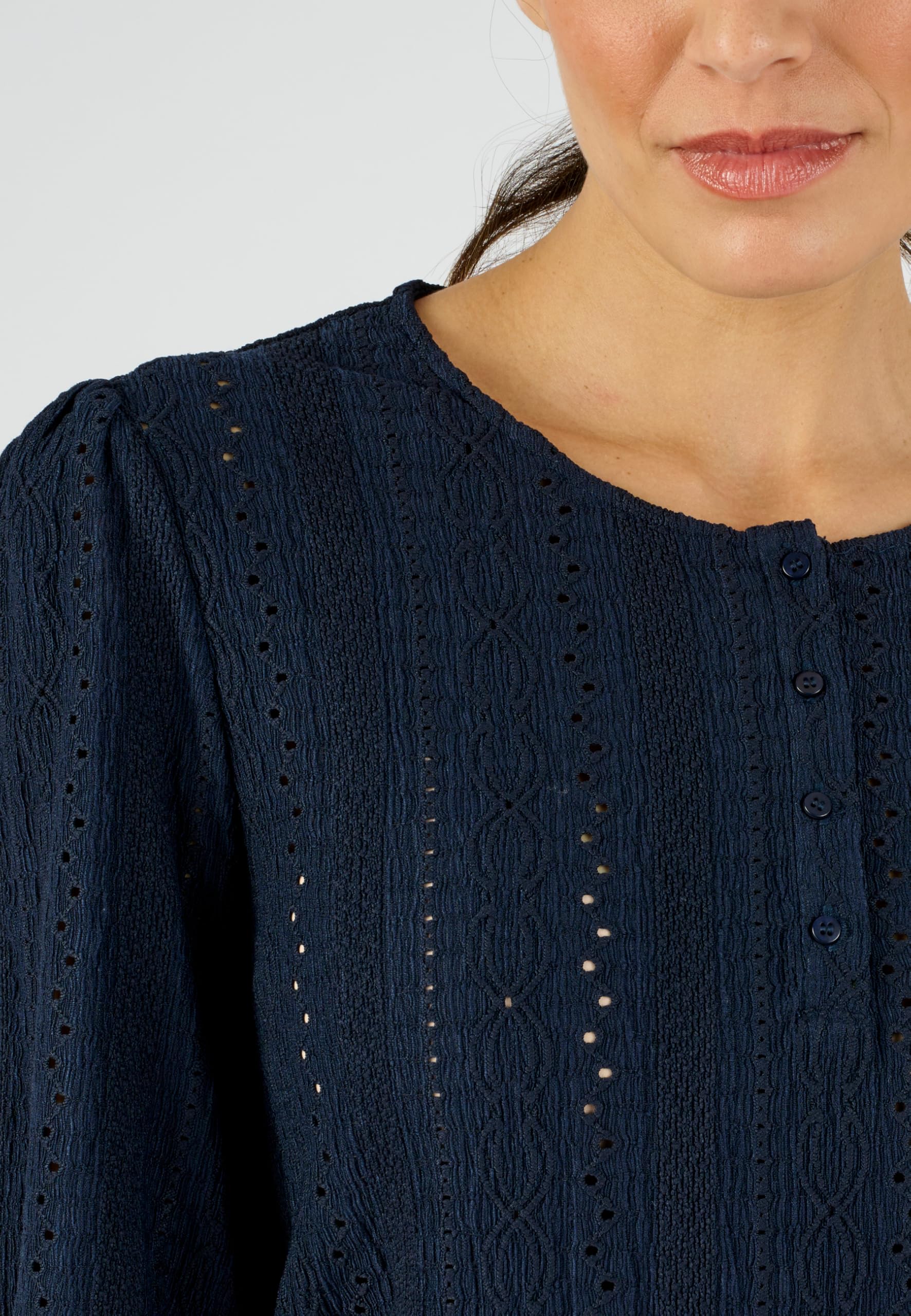 Damart Prêt-à-porter Top maglia jacquard traforato ricamato