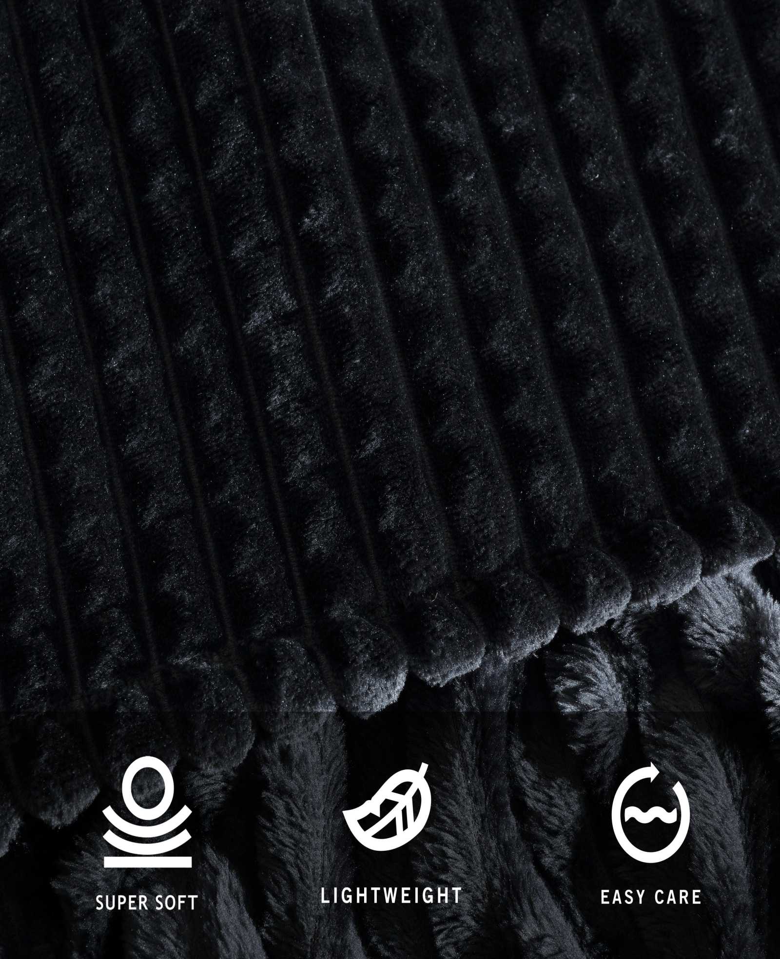 Kenneth Cole Reaction Home & Bedding Textured Solid Throw Blanket plaid nero