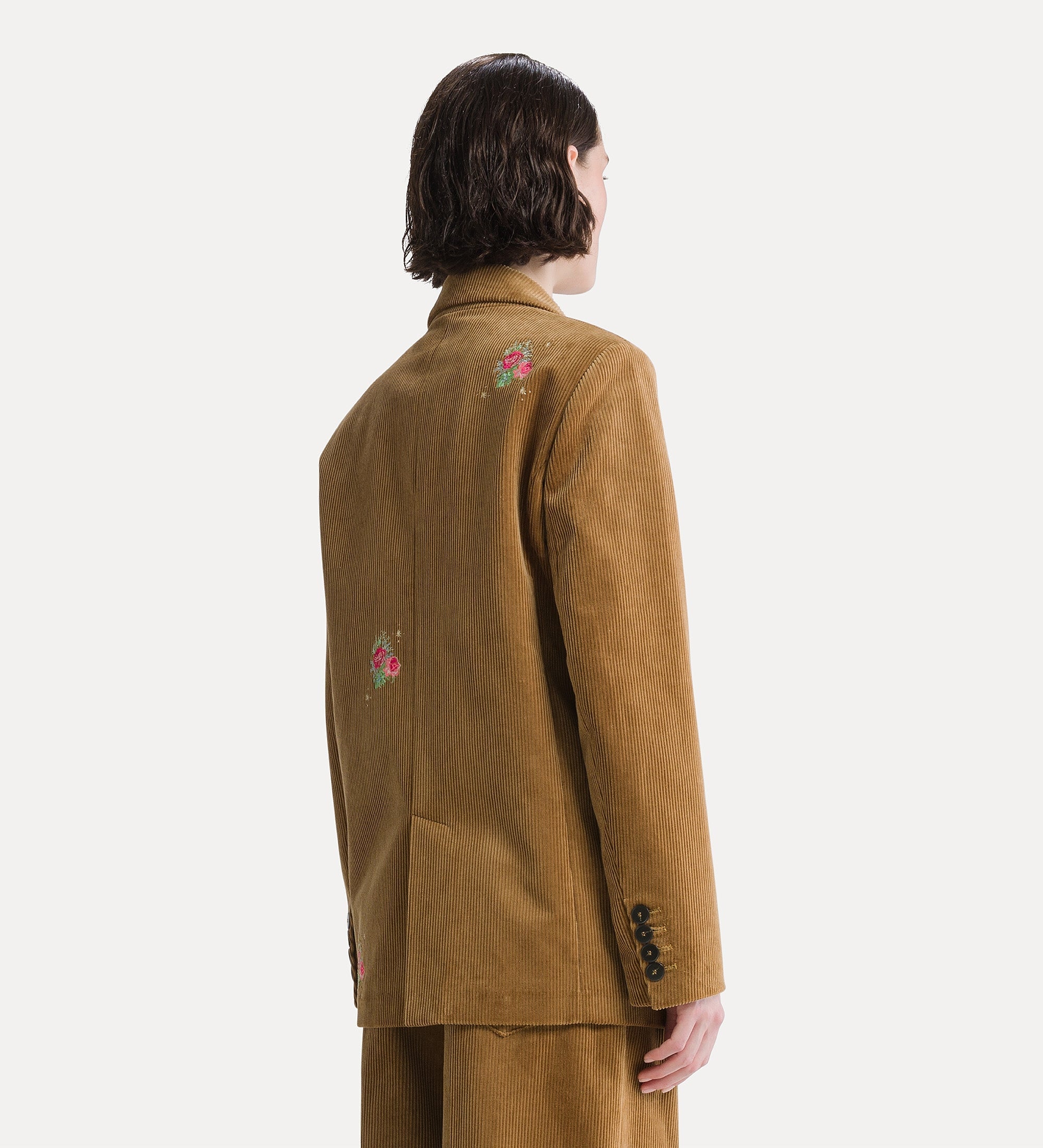 Forte giacche Bouquet Embroidery Jacket giacca marrone in velluto a coste