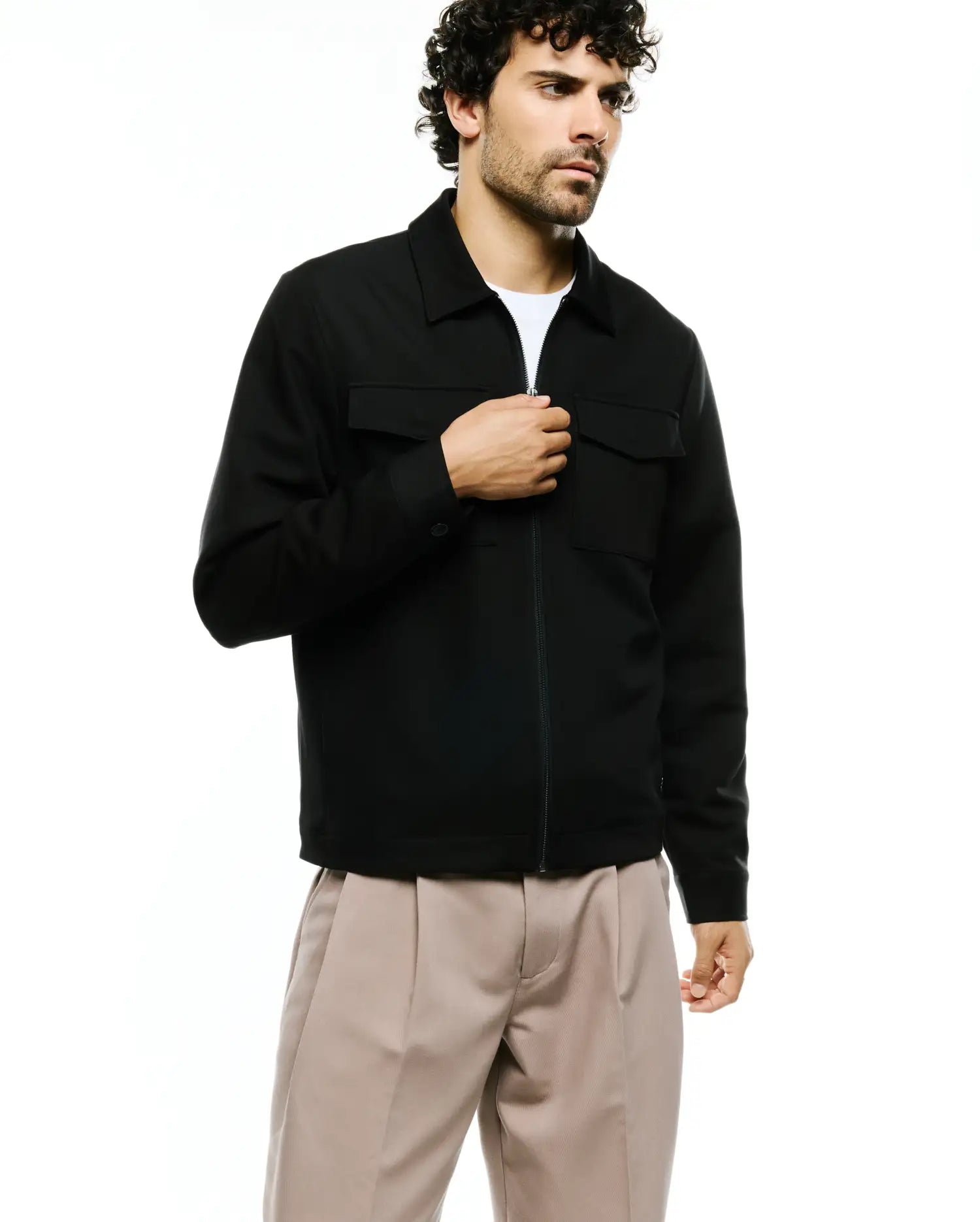 Psycho Bunny Jackets Wayde Twill Overshirt overshirt nera con zip
