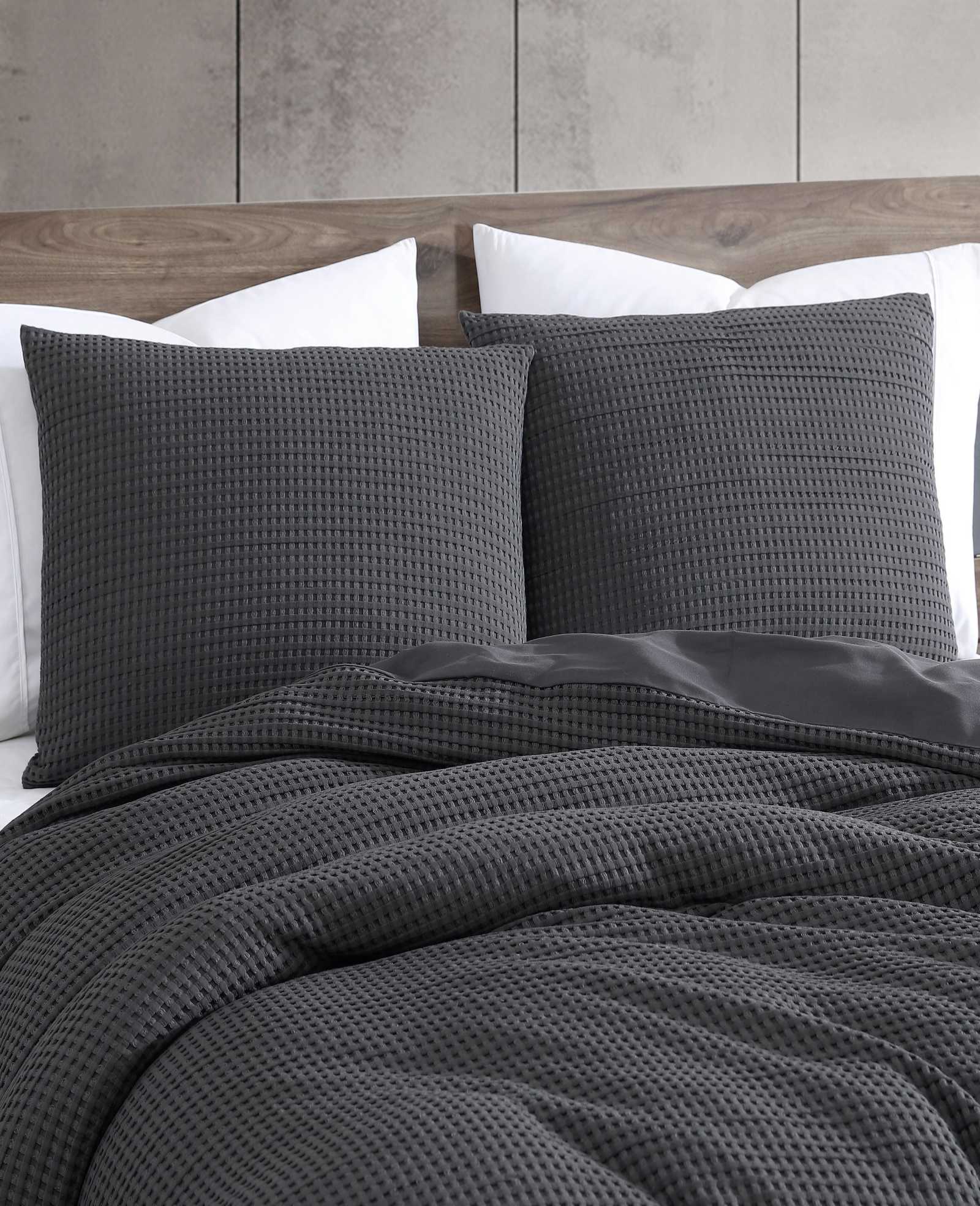 Kenneth Cole Reaction Solid Waffle Duvet Set set copripiumino antracite queen