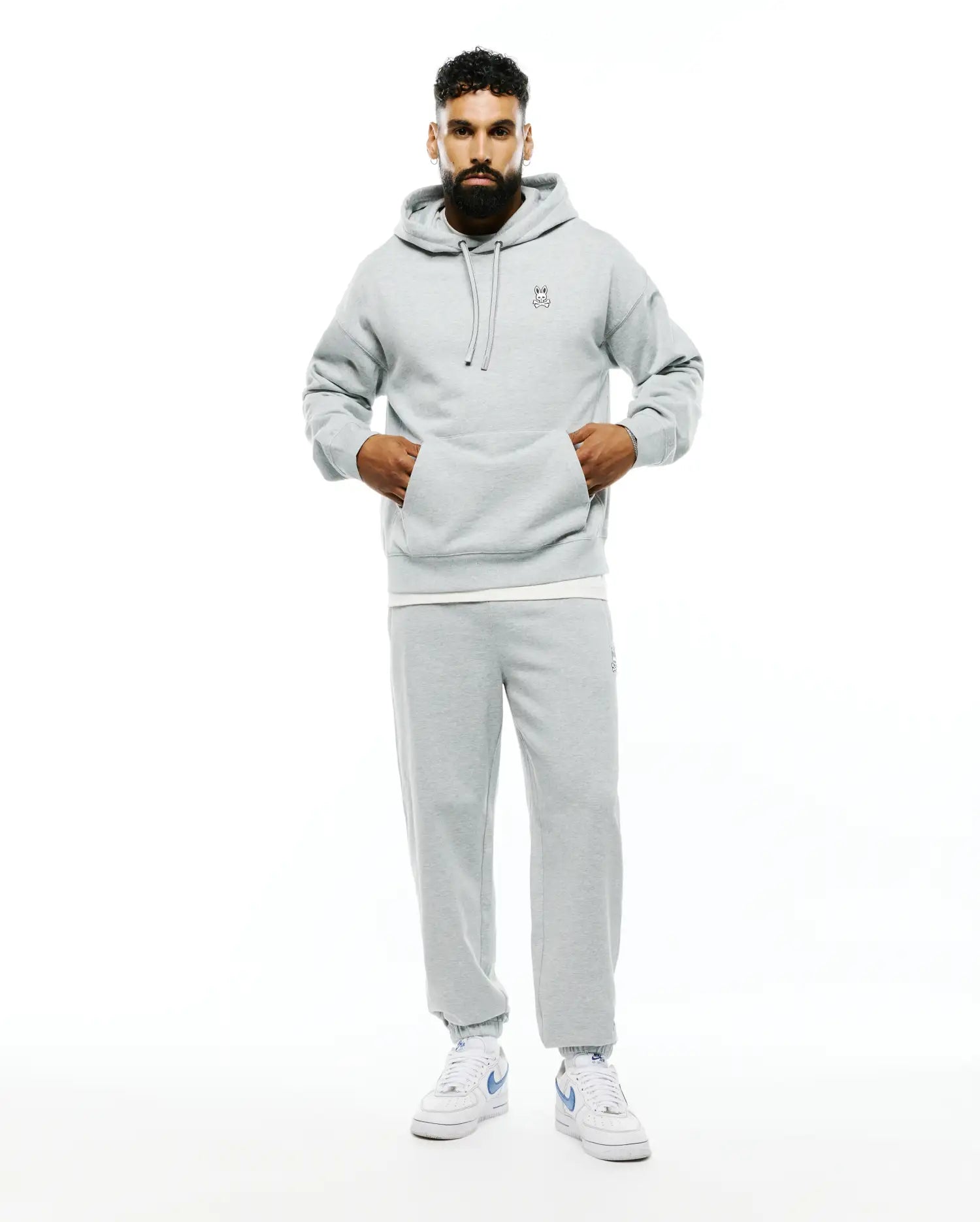 Psycho Bunny Terrence Fleece Hoodie MT0500254 felpa grigia XXS-XXXL