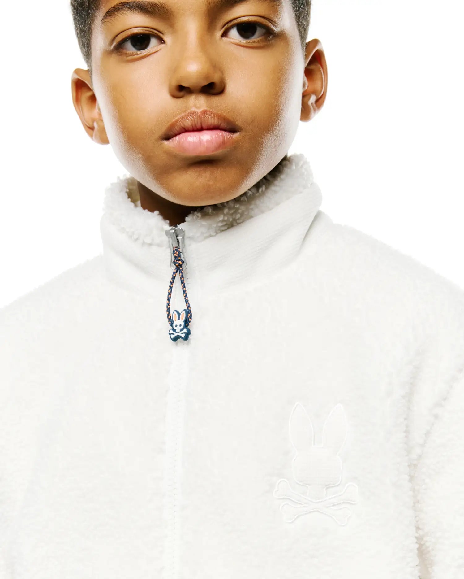 Psycho Bunny Kids Outerwear Rowley Sherpa giacca ecru in pile