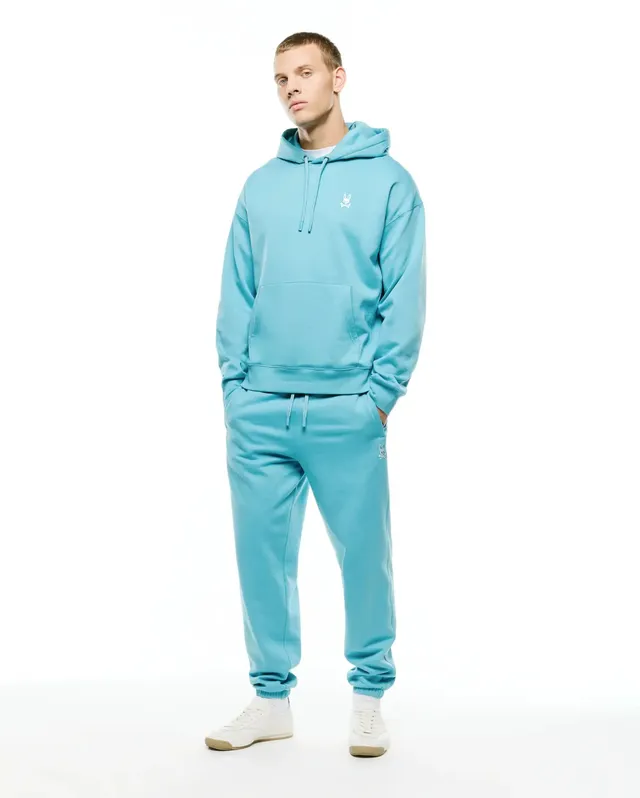 Psycho Bunny Men's Pants Terrence jogger blu in felpa garzata