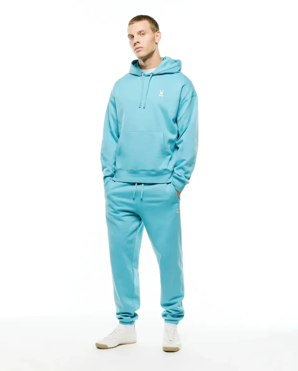 Psycho Bunny Men's Pants Terrence jogger blu in felpa garzata