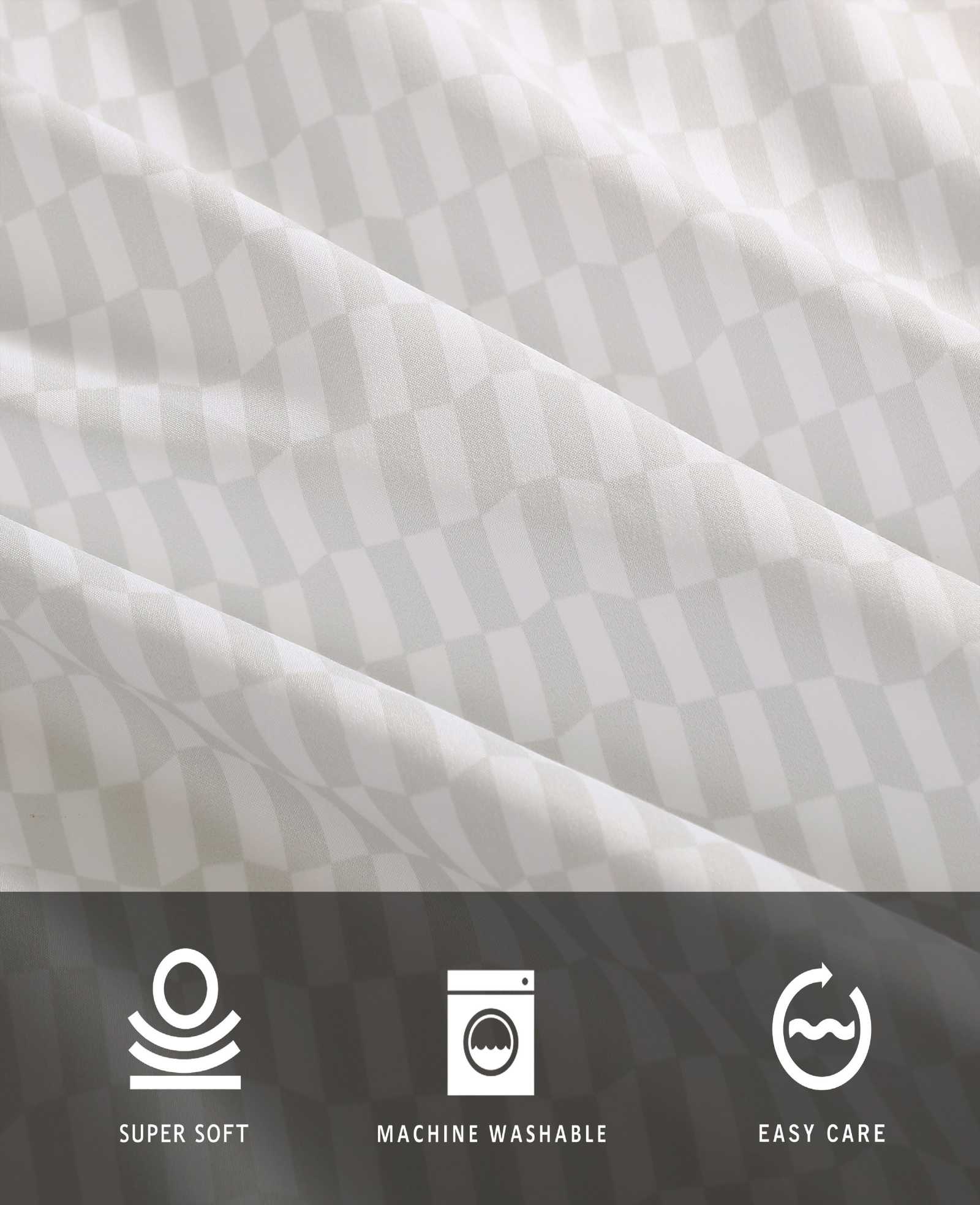 Kenneth Cole Reaction Home & Bedding Wavy Checker Sheet Set lenzuola Queen grigie rinfrescanti