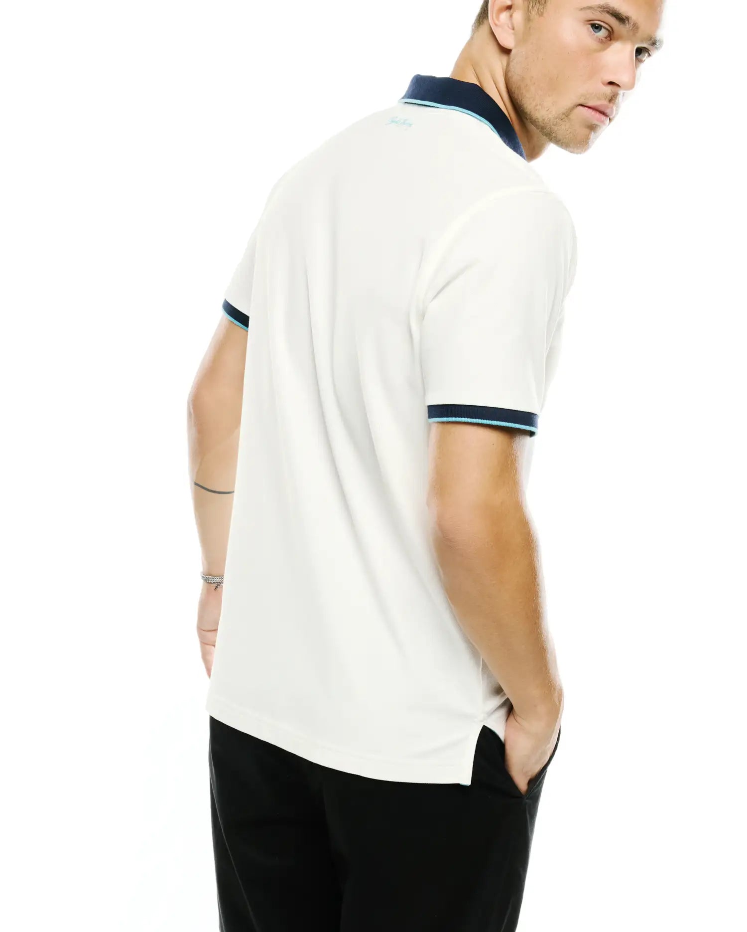Psycho Bunny Men's Polos Klaus polo piqué ecru in cotone Pima