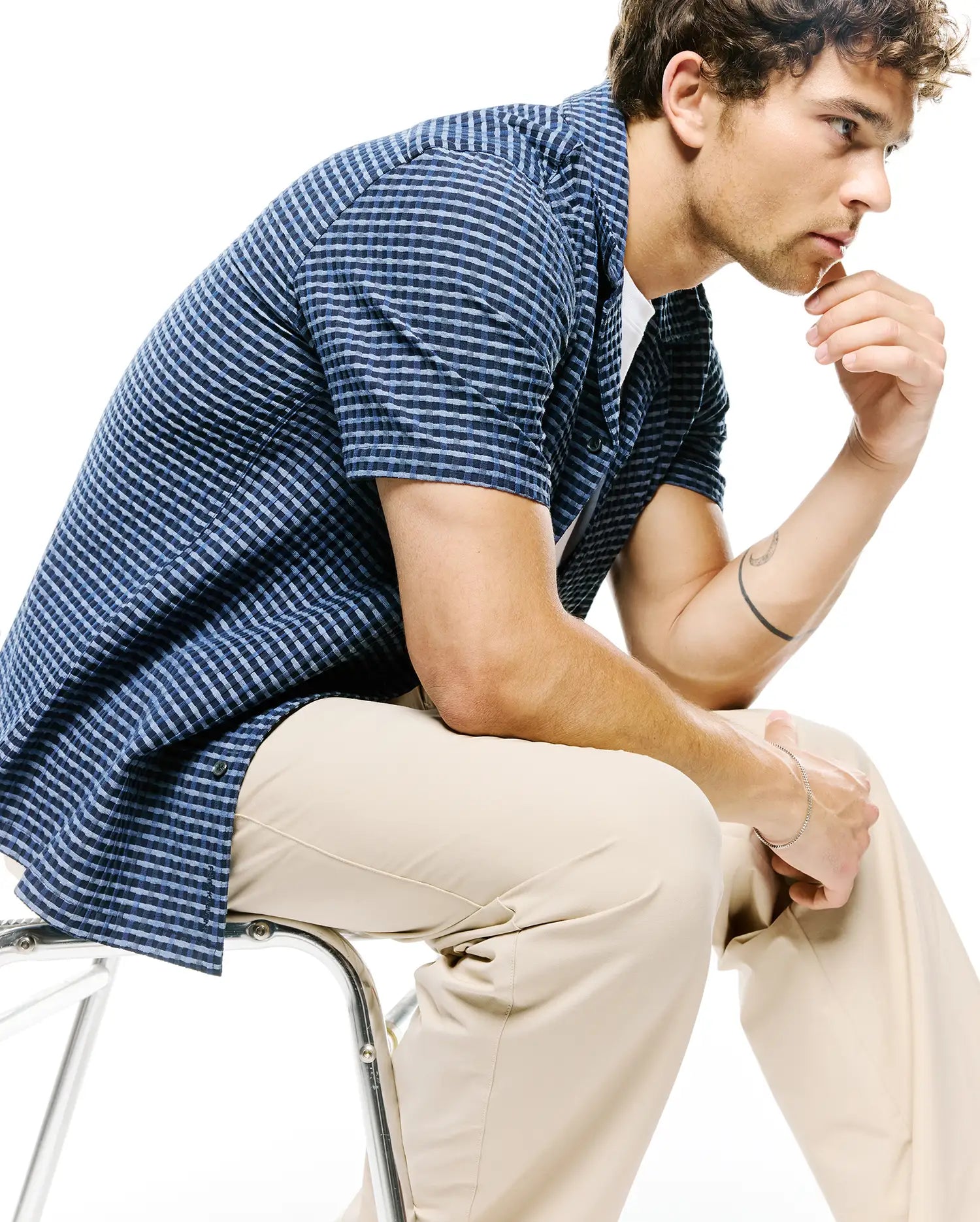Psycho Bunny Men's Shirts Erik Raised Check Shirt MT0300190 camicia navy