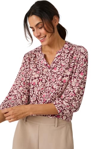 Damart Prêt-à-porter camicetta maglia crespe rosa fiorito 38-40 leggera
