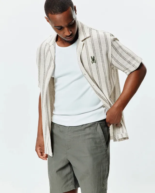 Psycho Bunny Men's Shirts TATUM MT0300219 camicia bianca crochet