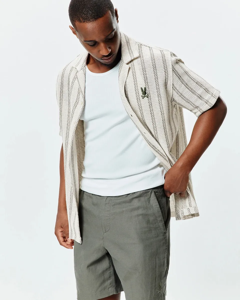 Psycho Bunny Men's Shirts TATUM MT0300219 camicia bianca crochet