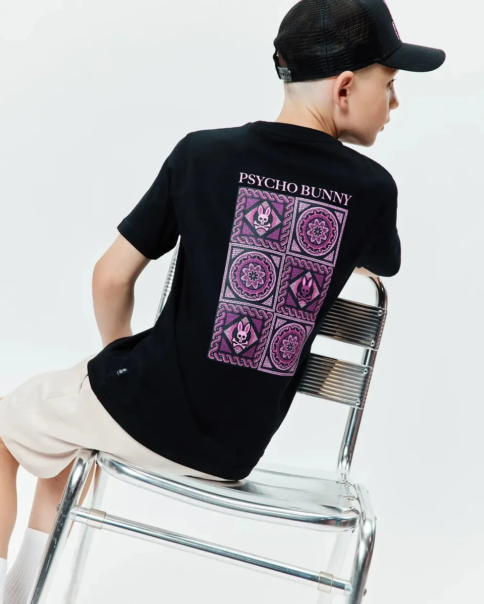 Psycho Bunny Kids Tees Kids Frank Back Graphic Tee nera
