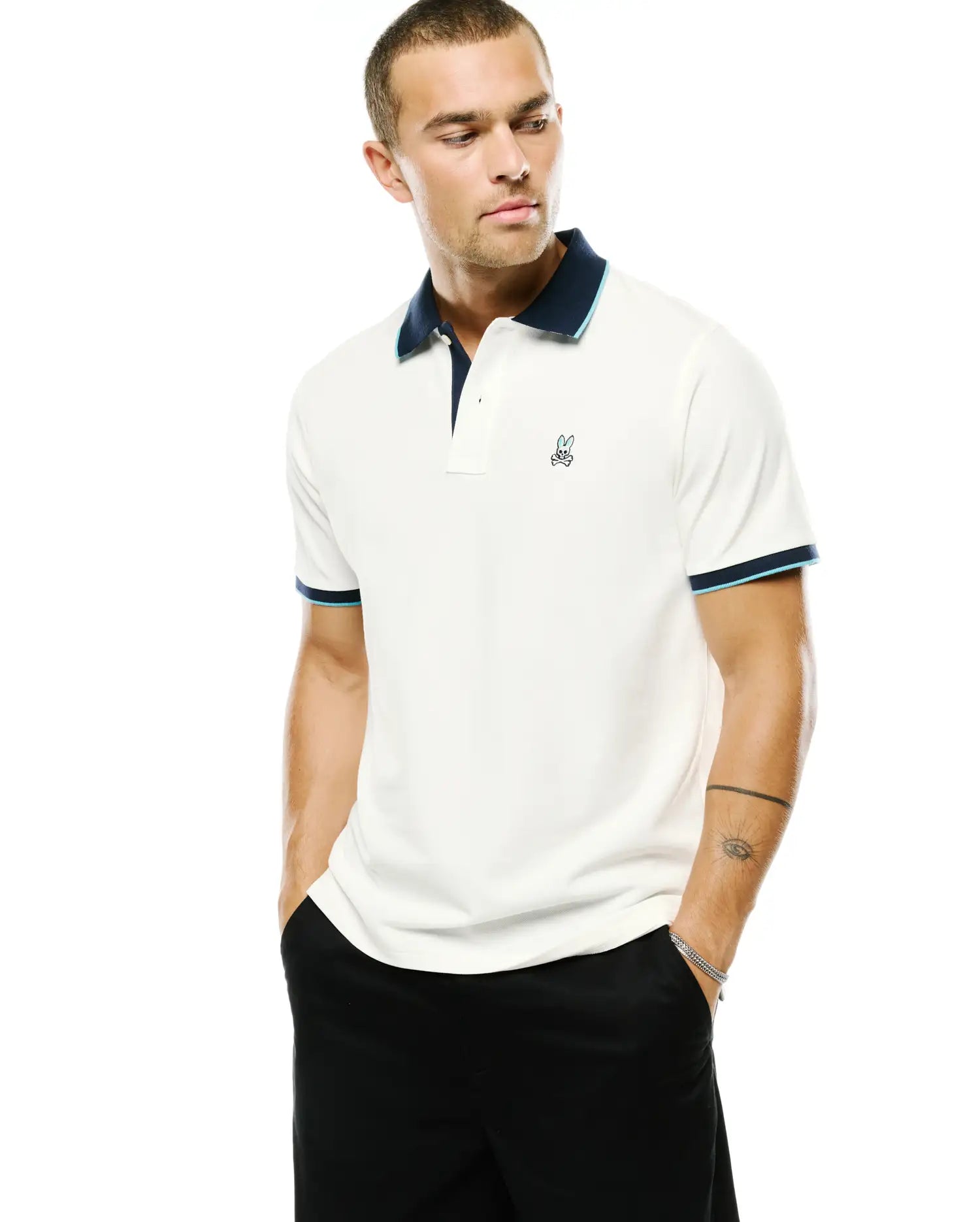 Psycho Bunny Men's Polos Klaus polo piqué ecru in cotone Pima