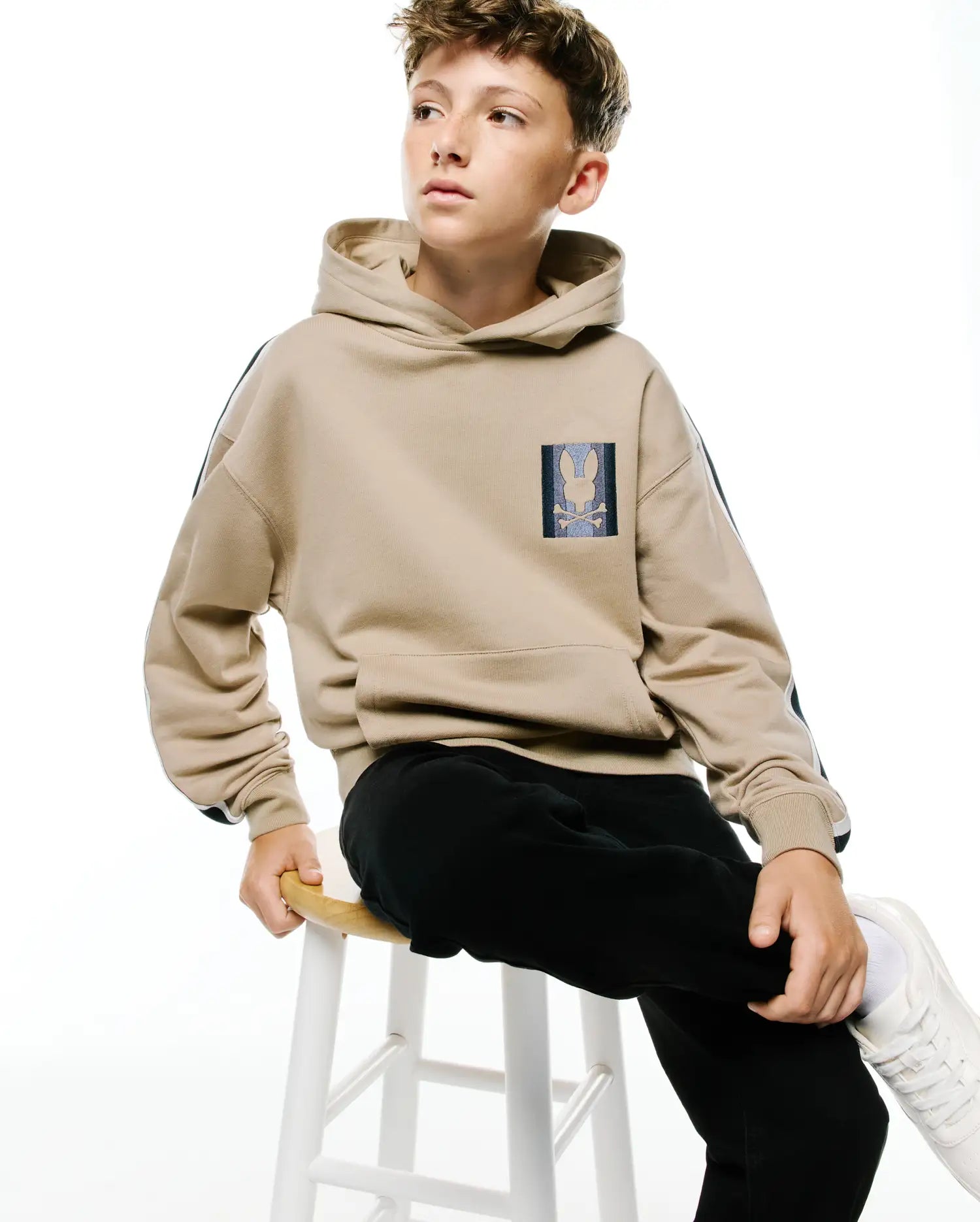 Psycho Bunny Ty French Terry Hoodie KT0500096 felpa bambini beige