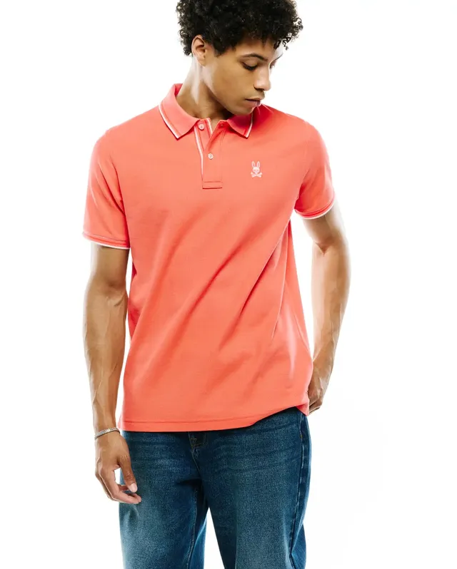 Psycho Bunny Atley Pima Piqué polo uomo arancione in cotone Pima