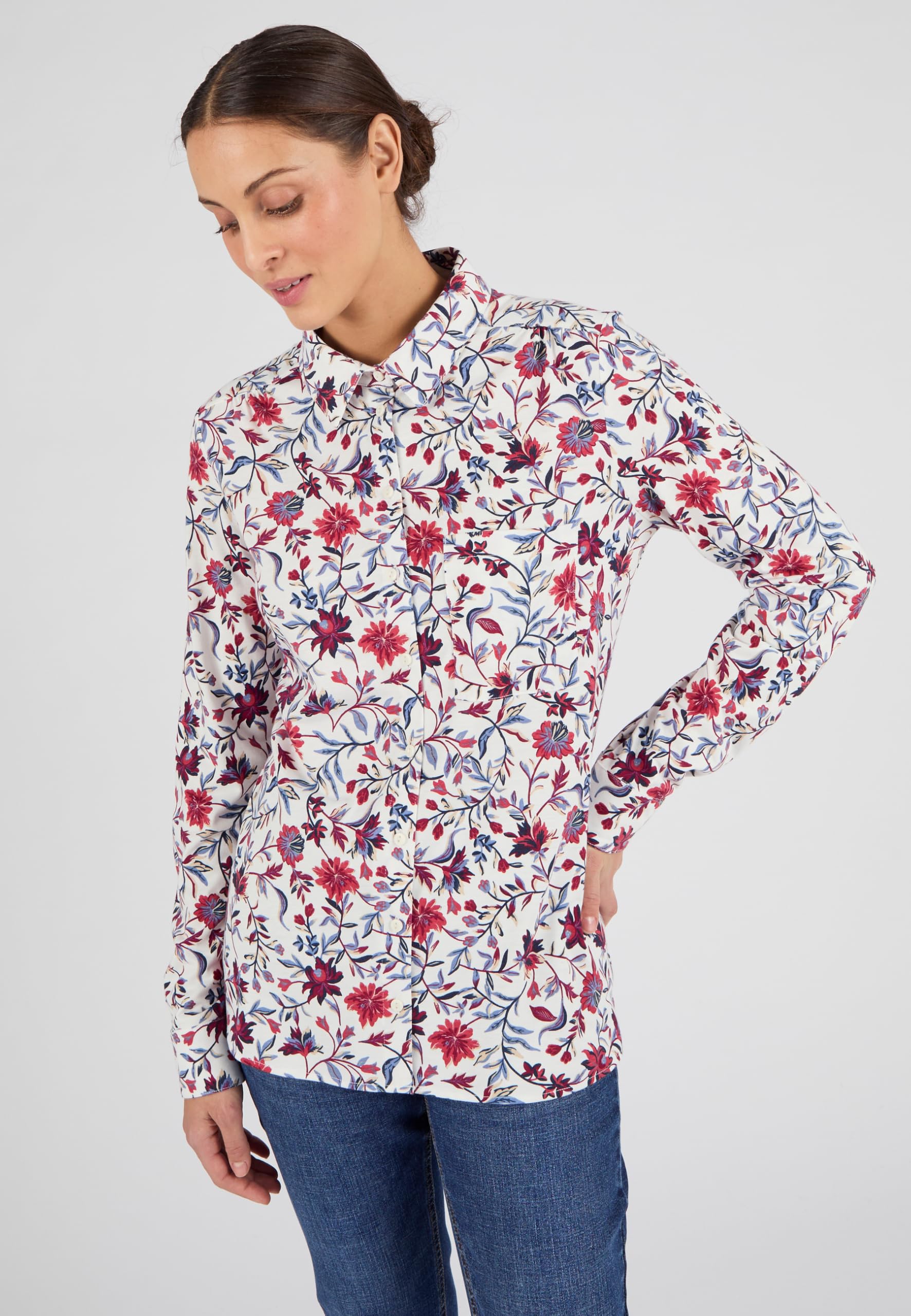Damart Thermolactyl camicetta stampata 38-40 bianco ecrù floreale in maglia