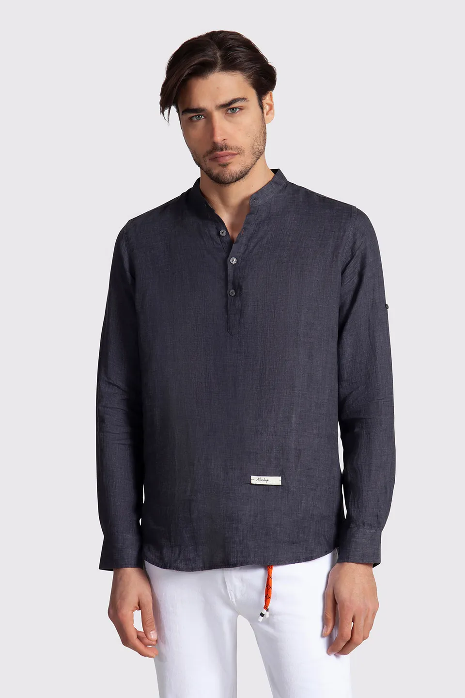 Markup Uomo Camicie Camicia coreana lino delavé