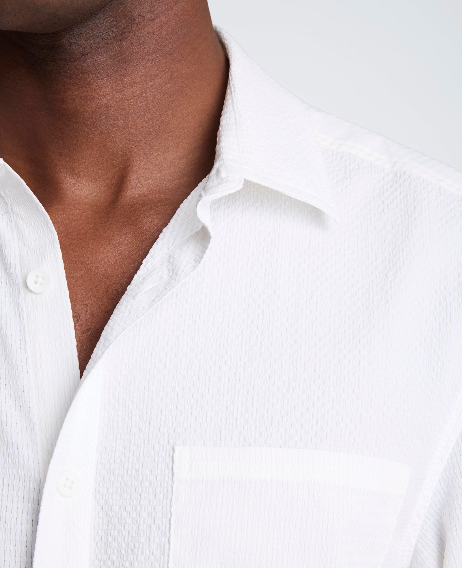 Kenneth Cole Reaction Clothing Slim Fit Short-Sleeve Mixed-Media Sport Shirt camicia bianca in poliestere