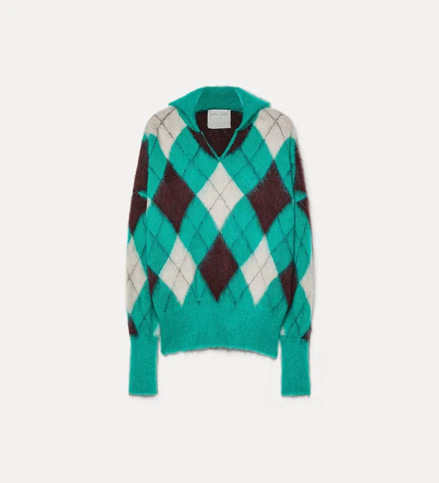 Forte Maglieria maglia Argyle in misto alpaca verde
