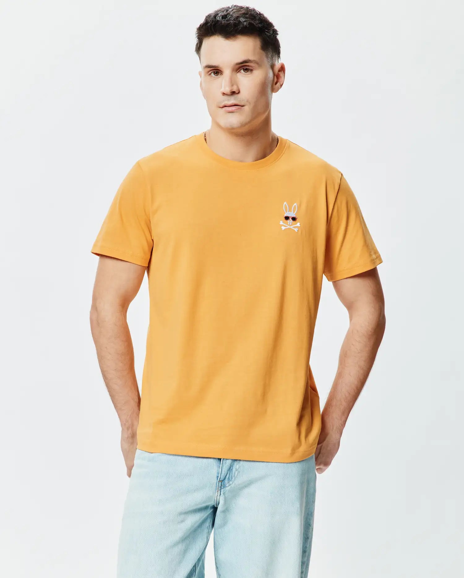 Psycho Bunny Men's Tees Sunny Chest Graphic Tee MT0200278 T-shirt gialla ricamata