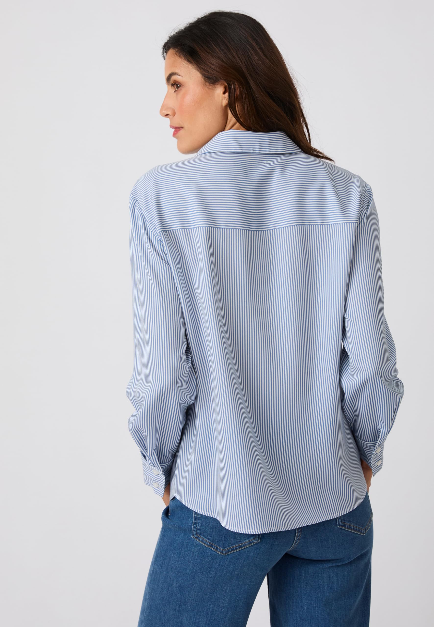 Damart Prêt-à-porter Blusa a righe blu in viscosa EcoVero