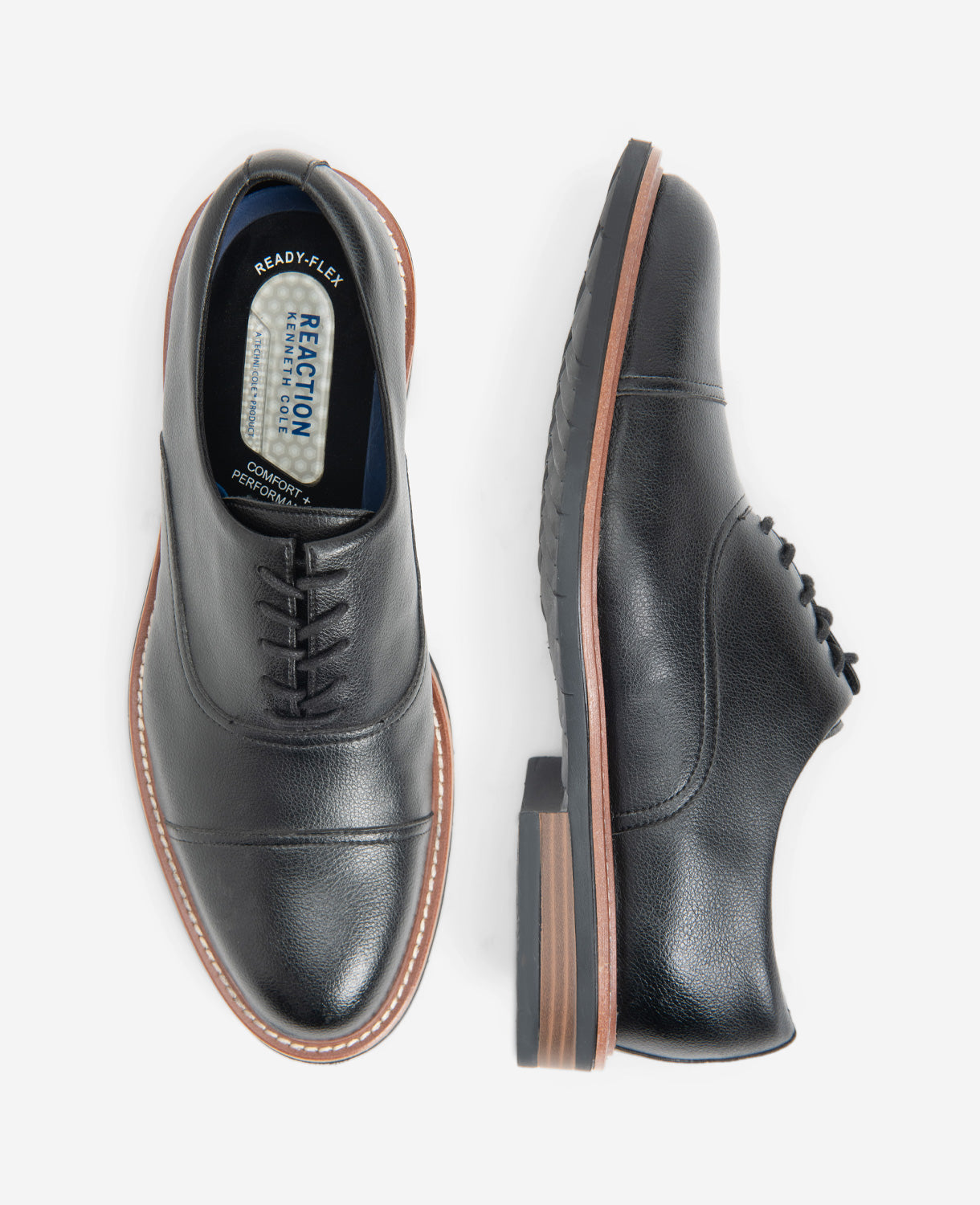Kenneth Cole Reaction Shoes REACTION Klay Cap Toe Oxford with Flex scarpe Oxford nere