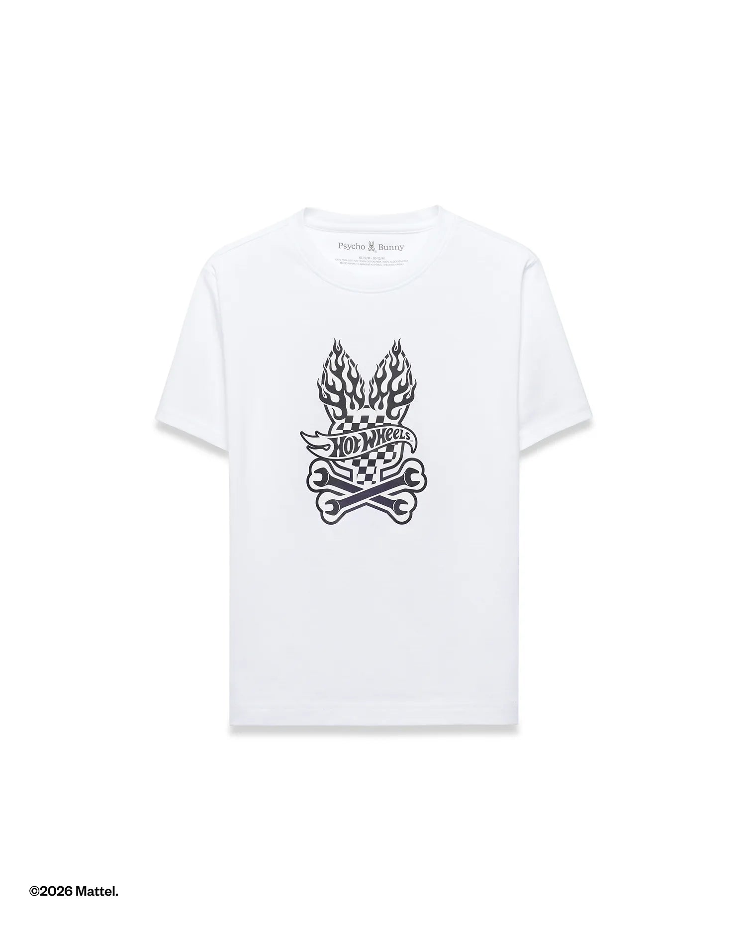 Psycho Bunny Kids Tees Hot Wheels Graphic T-shirt bianca cotone Pima