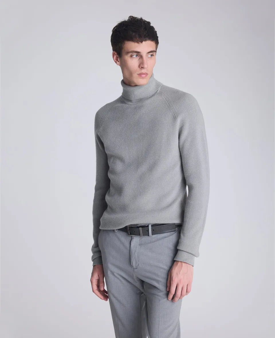 Kenneth Cole Reaction Clothing Foldover Turtleneck Sweater dolcevita grigio melange
