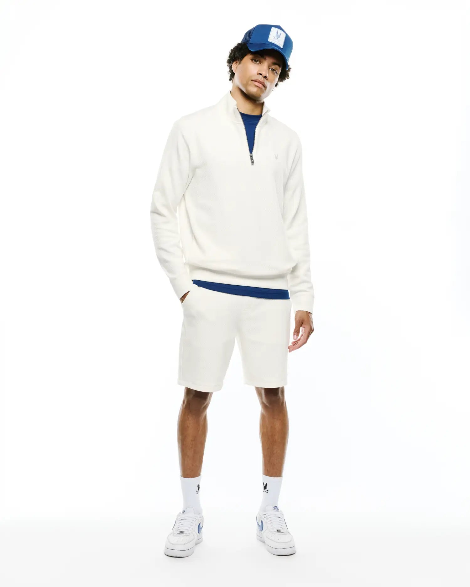 Psycho Bunny Men's Sweatshirts & Hoodies Marc Quarter-Zip Sweatshirt MT0500245 felpa ecru