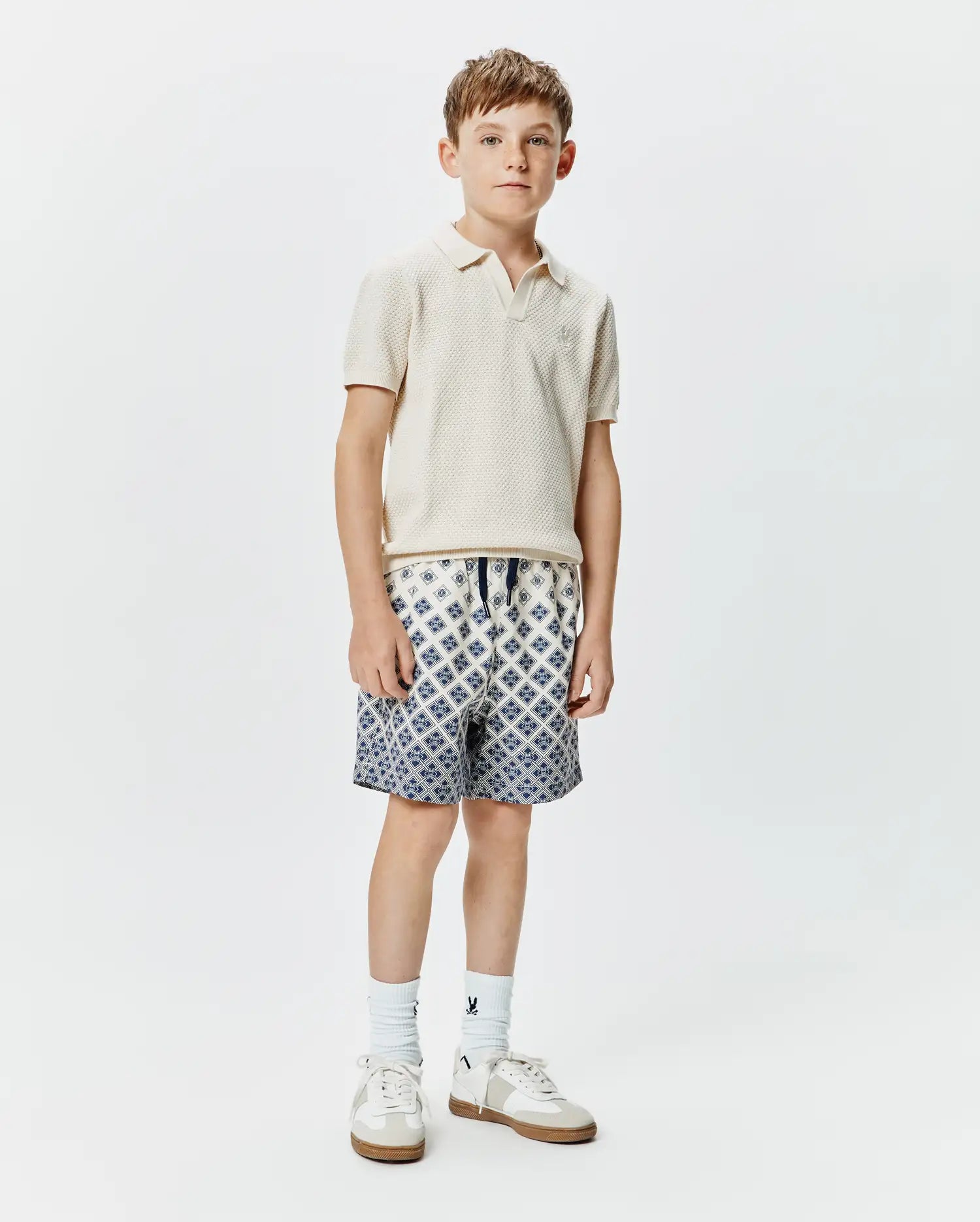 Psycho Bunny Kids Swimwear Tobias Swim Trunk 6 KB1000054 costume bianco 6 pollici